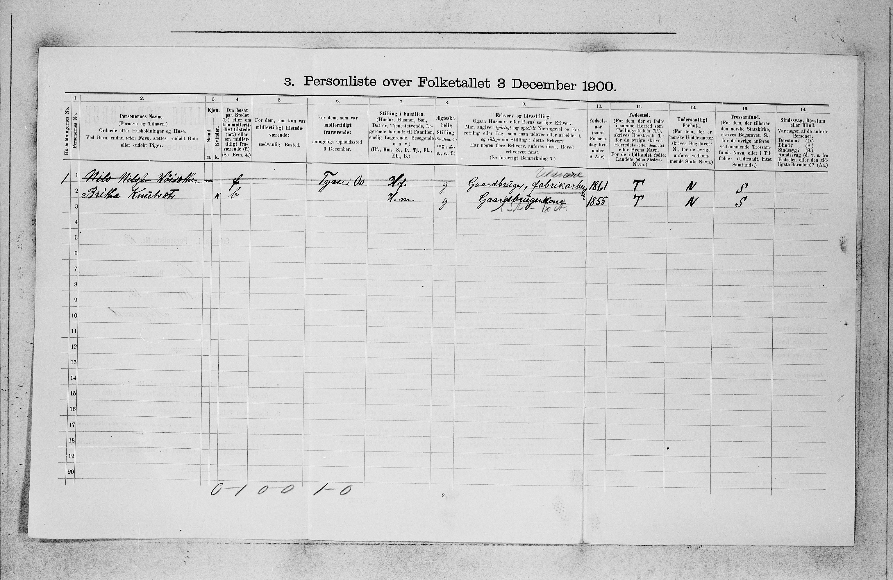 SAB, 1900 census for Os, 1900, p. 1559