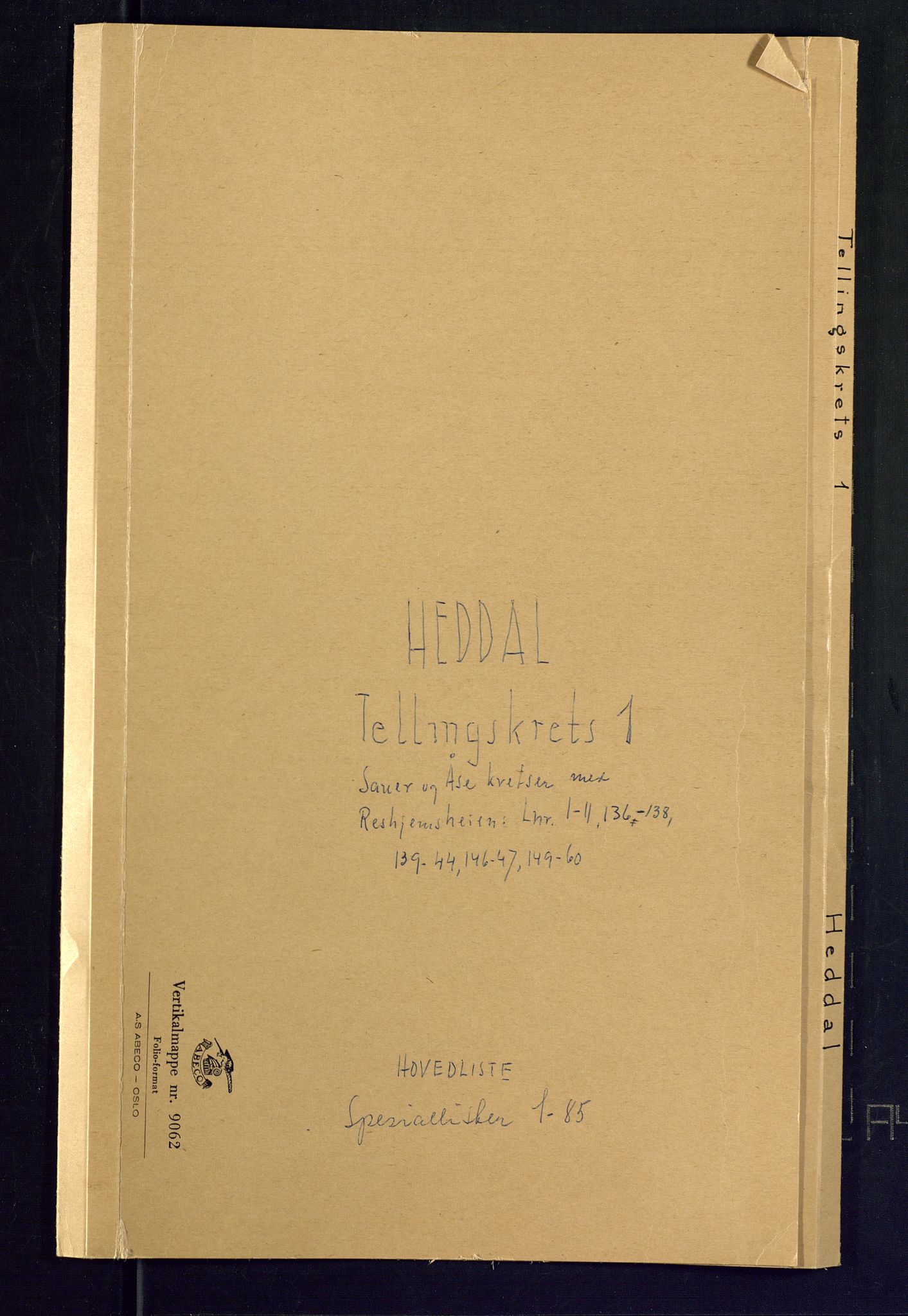 SAKO, 1875 census for 0823P Heddal, 1875, p. 1