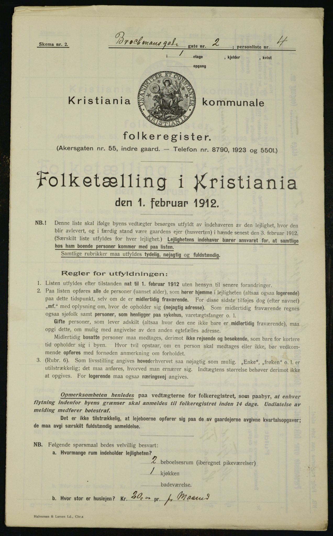 OBA, Municipal Census 1912 for Kristiania, 1912, p. 9492