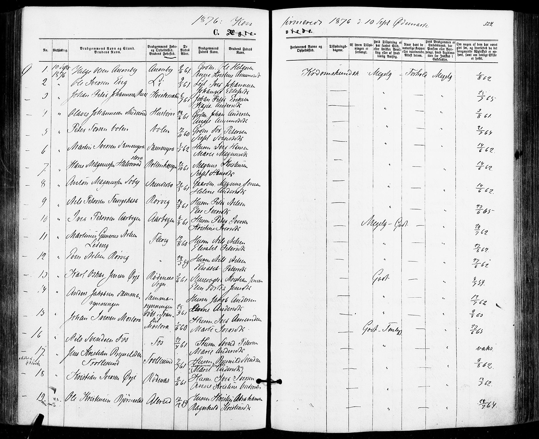 Aremark prestekontor Kirkebøker, SAO/A-10899/F/Fc/L0004: Parish register (official) no. III 4, 1866-1877, p. 523-524