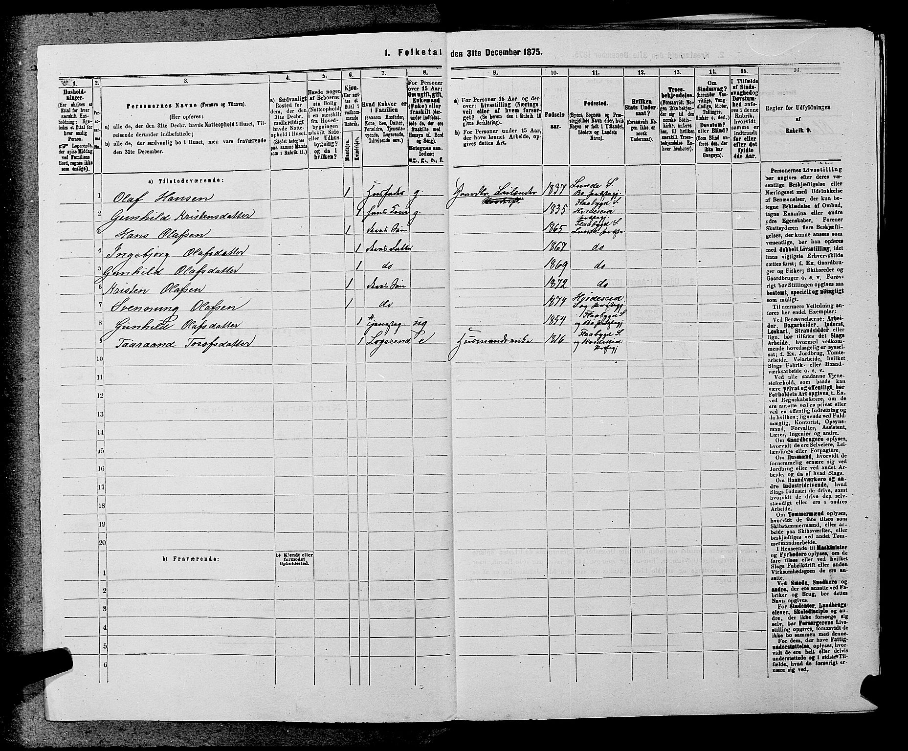 SAKO, 1875 census for 0829P Kviteseid, 1875, p. 957