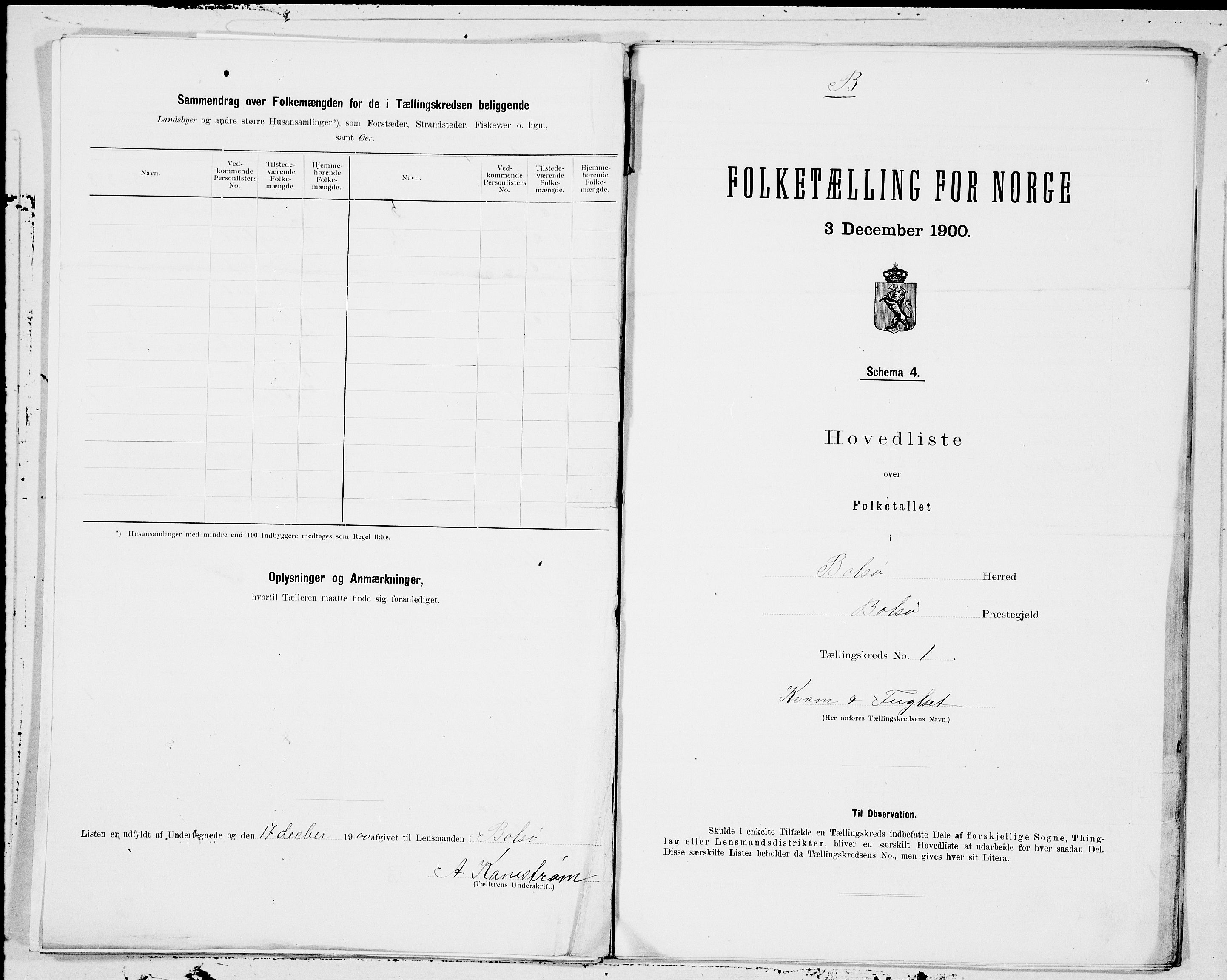 SAT, 1900 census for Bolsøy, 1900, p. 4