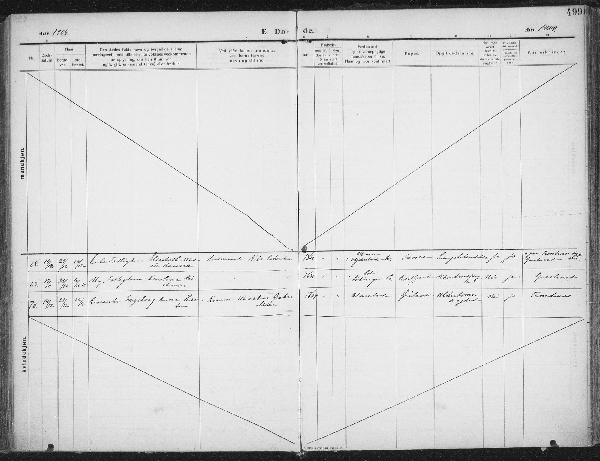 Trondenes sokneprestkontor, SATØ/S-1319/H/Ha/L0018kirke: Parish register (official) no. 18, 1909-1918, p. 499