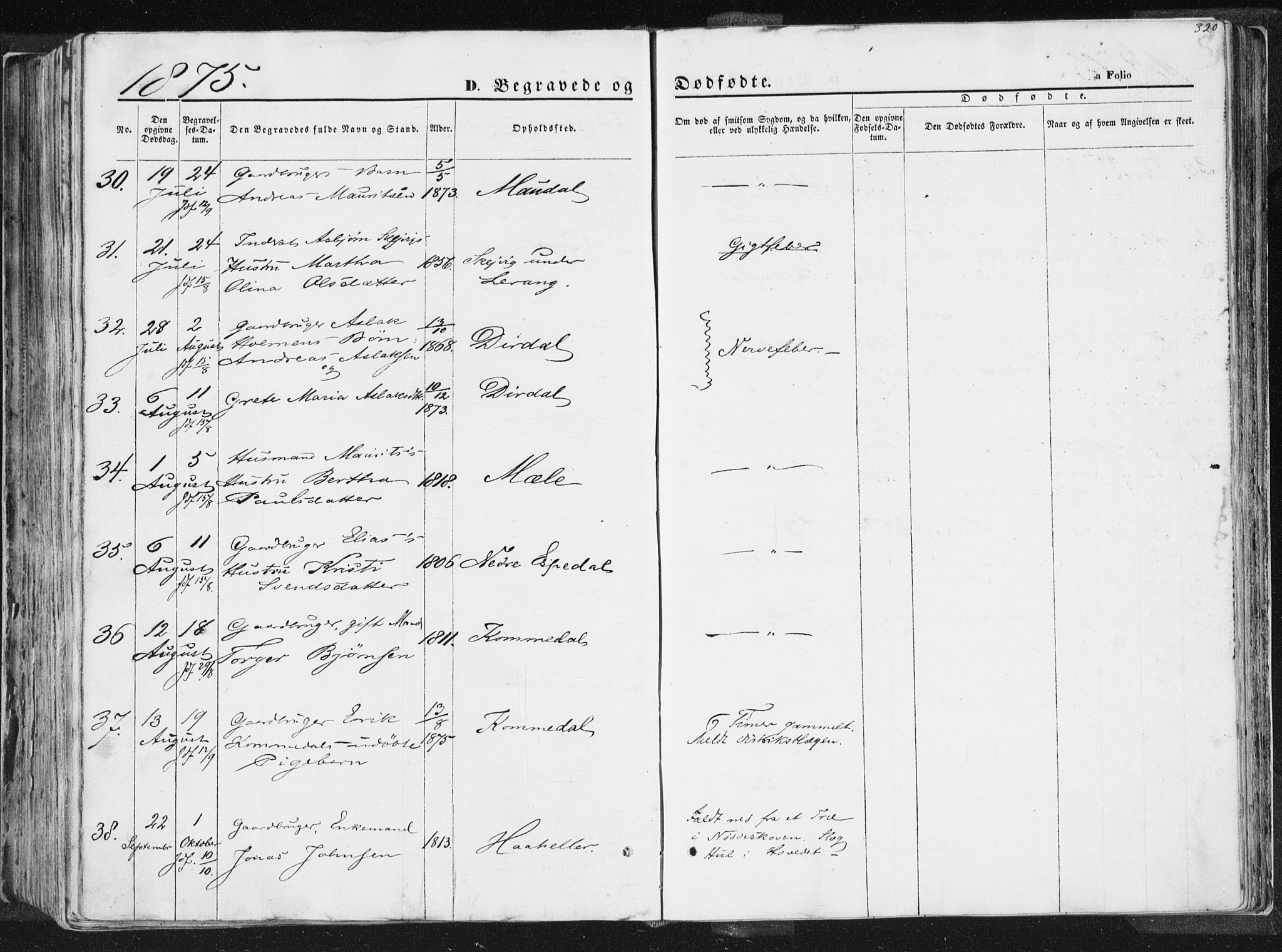 Høgsfjord sokneprestkontor, AV/SAST-A-101624/H/Ha/Haa/L0001: Parish register (official) no. A 1, 1854-1875, p. 320