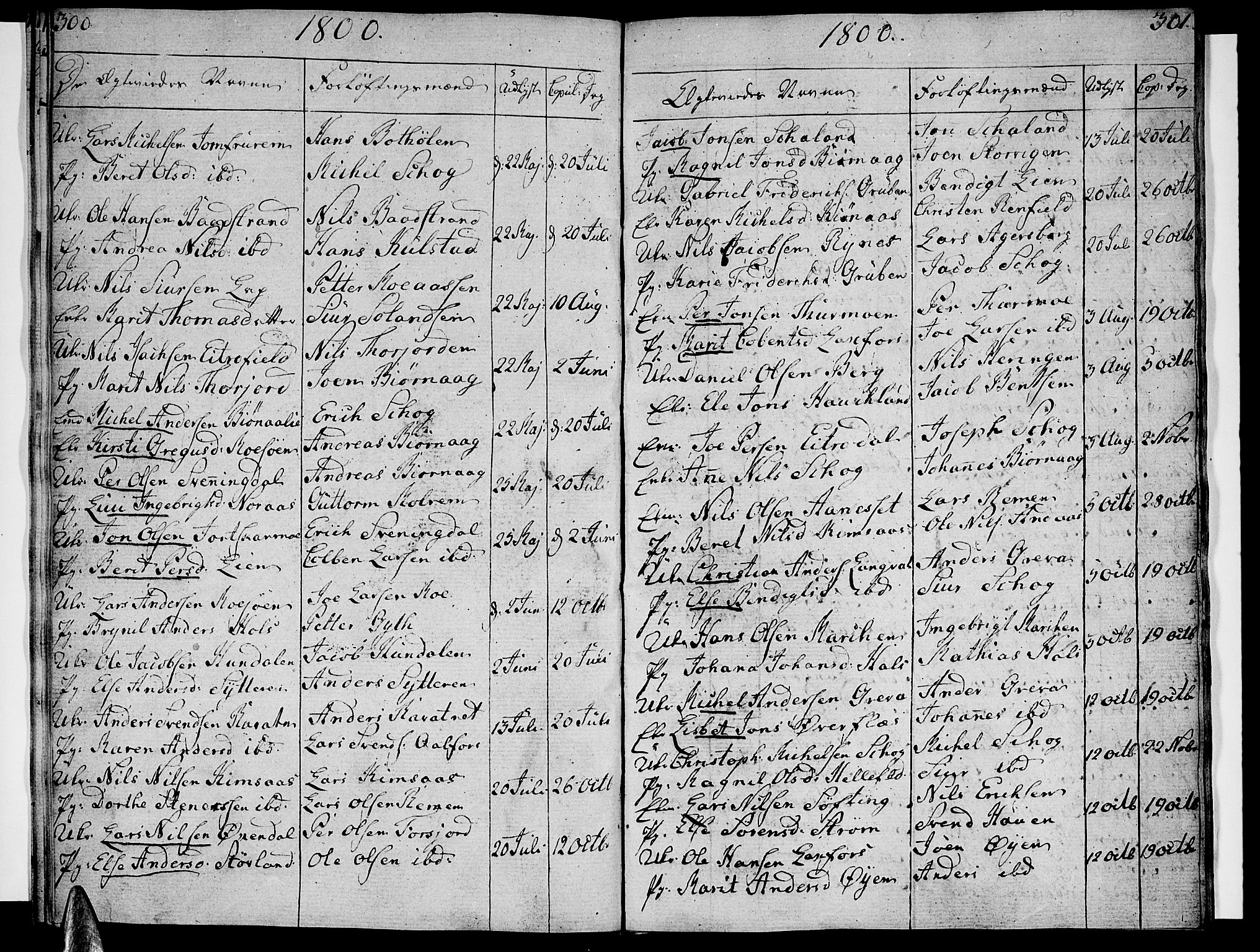 Ministerialprotokoller, klokkerbøker og fødselsregistre - Nordland, SAT/A-1459/820/L0287: Parish register (official) no. 820A08, 1800-1819, p. 300-301