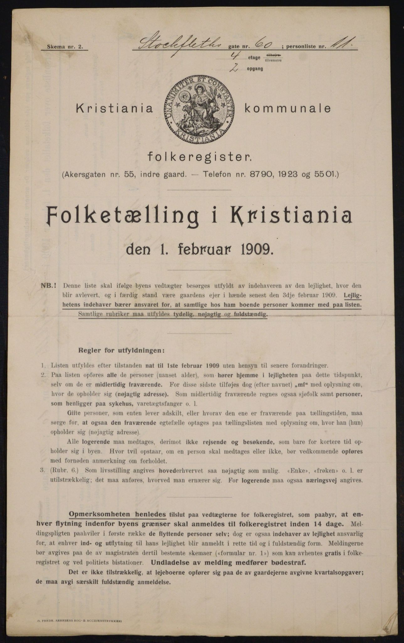 OBA, Municipal Census 1909 for Kristiania, 1909, p. 92582