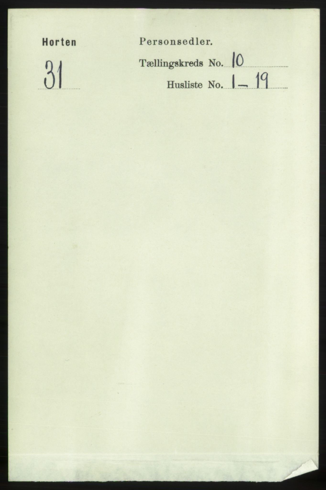 RA, 1891 census for 0703 Horten, 1891, p. 6158