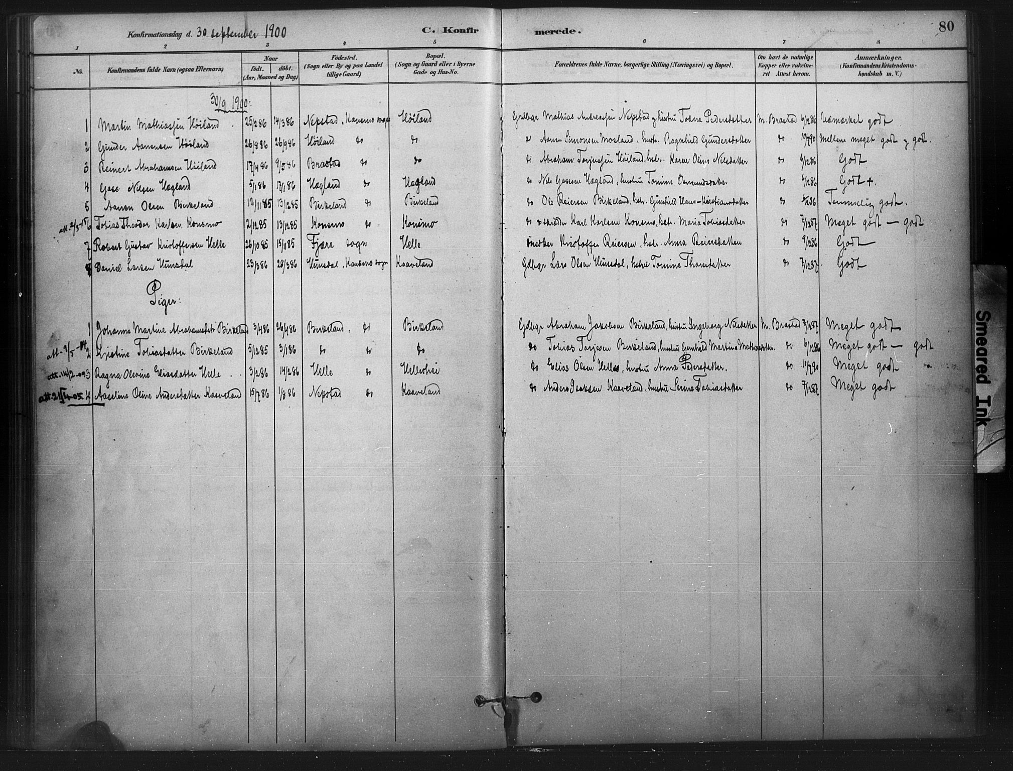Nord-Audnedal sokneprestkontor, SAK/1111-0032/F/Fa/Faa/L0003: Parish register (official) no. A 3, 1882-1900, p. 80