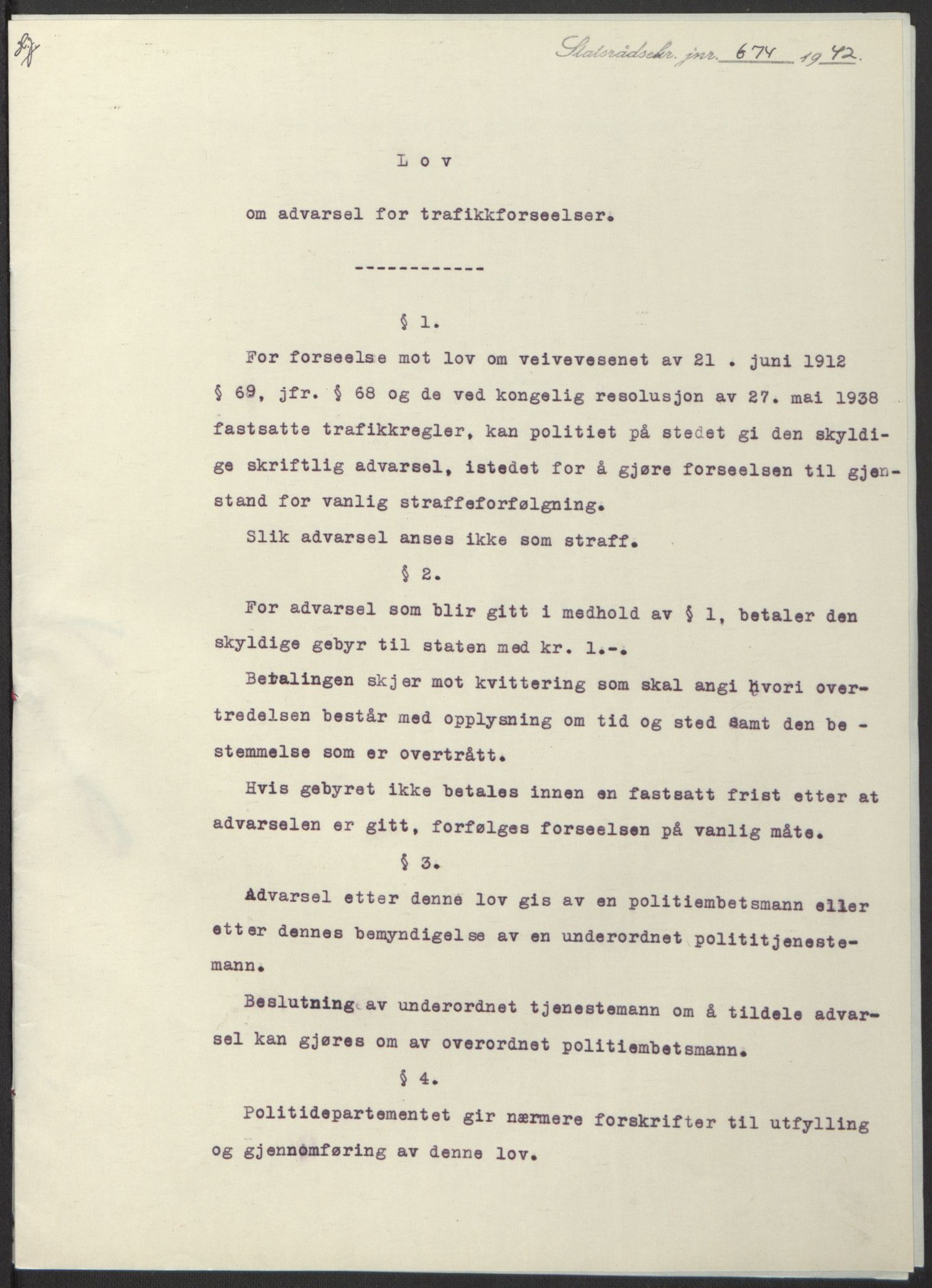 NS-administrasjonen 1940-1945 (Statsrådsekretariatet, de kommisariske statsråder mm), RA/S-4279/D/Db/L0098: Lover II, 1942, p. 321
