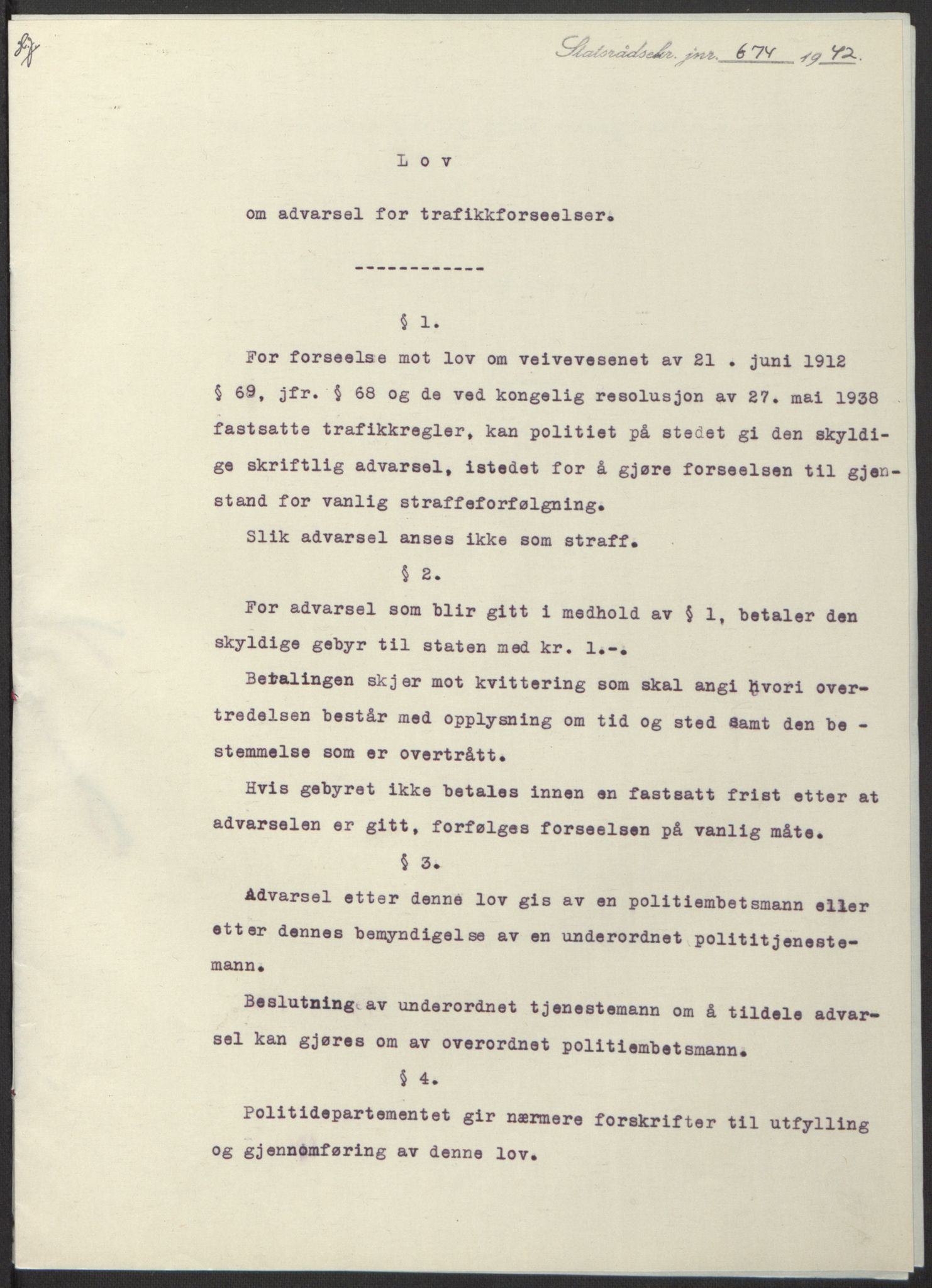 NS-administrasjonen 1940-1945 (Statsrådsekretariatet, de kommisariske statsråder mm), AV/RA-S-4279/D/Db/L0098: Lover II, 1942, p. 321