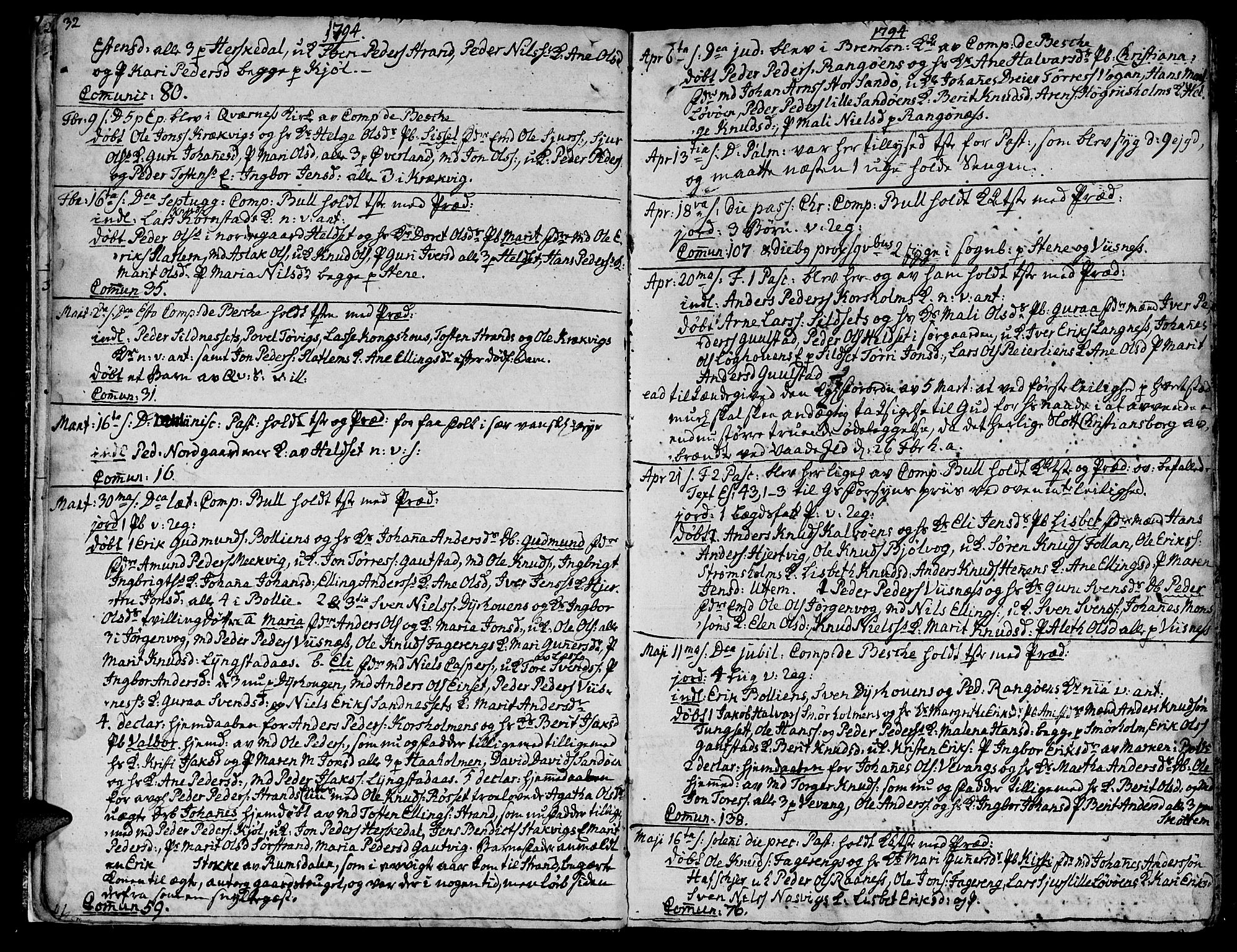 Ministerialprotokoller, klokkerbøker og fødselsregistre - Møre og Romsdal, AV/SAT-A-1454/570/L0830: Parish register (official) no. 570A04, 1789-1819, p. 32-33