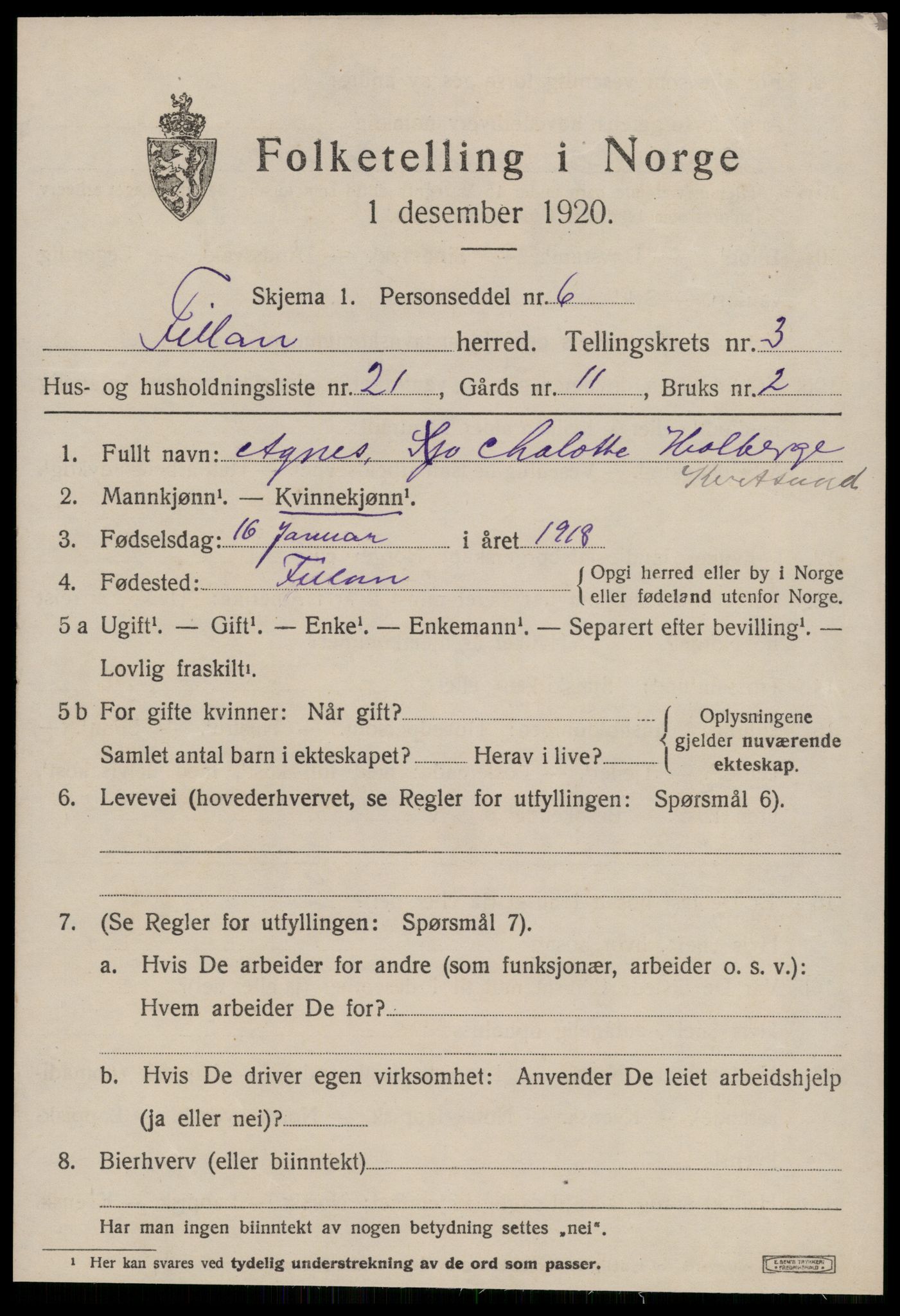 SAT, 1920 census for Fillan, 1920, p. 1758