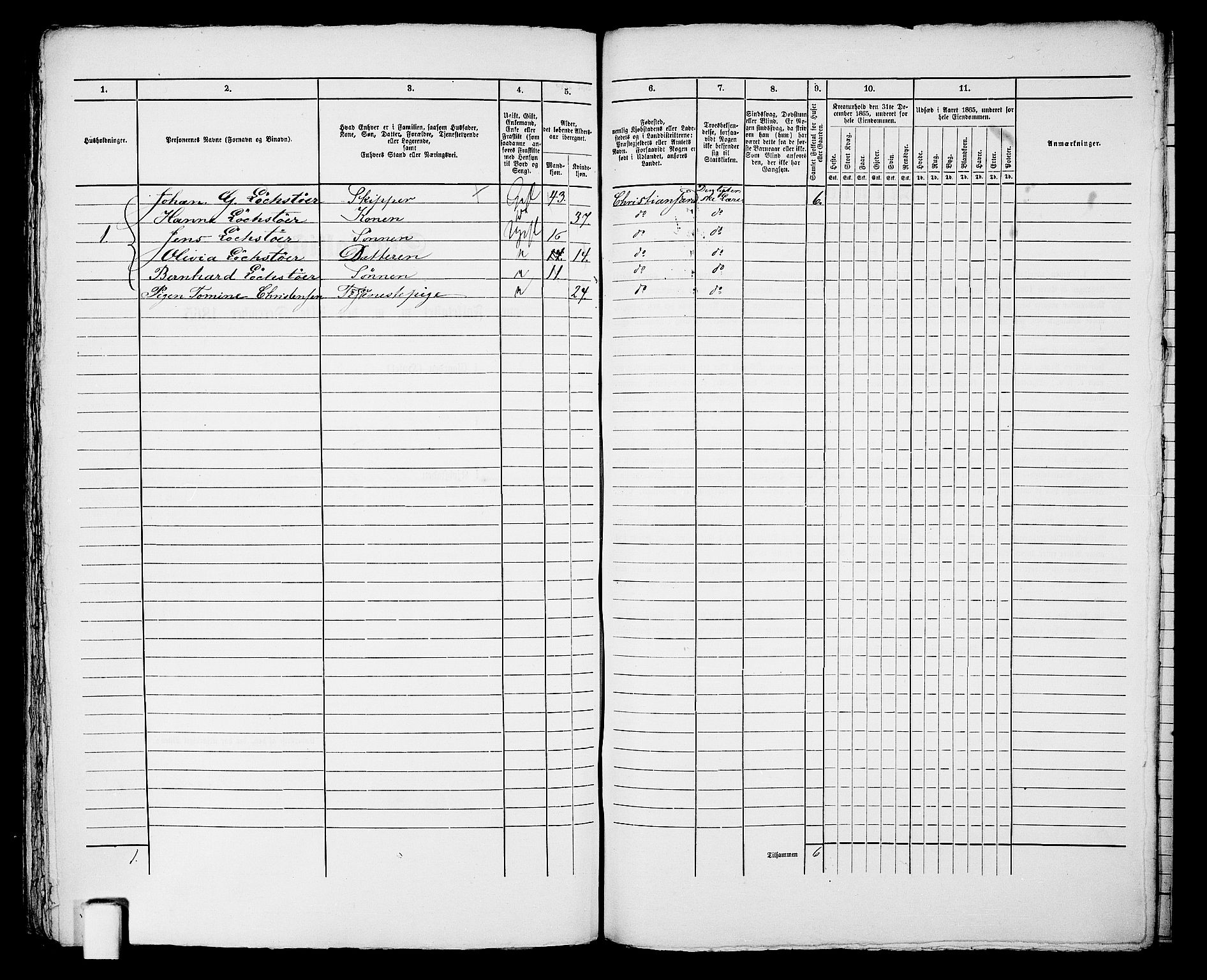 RA, 1865 census for Kristiansand, 1865, p. 472