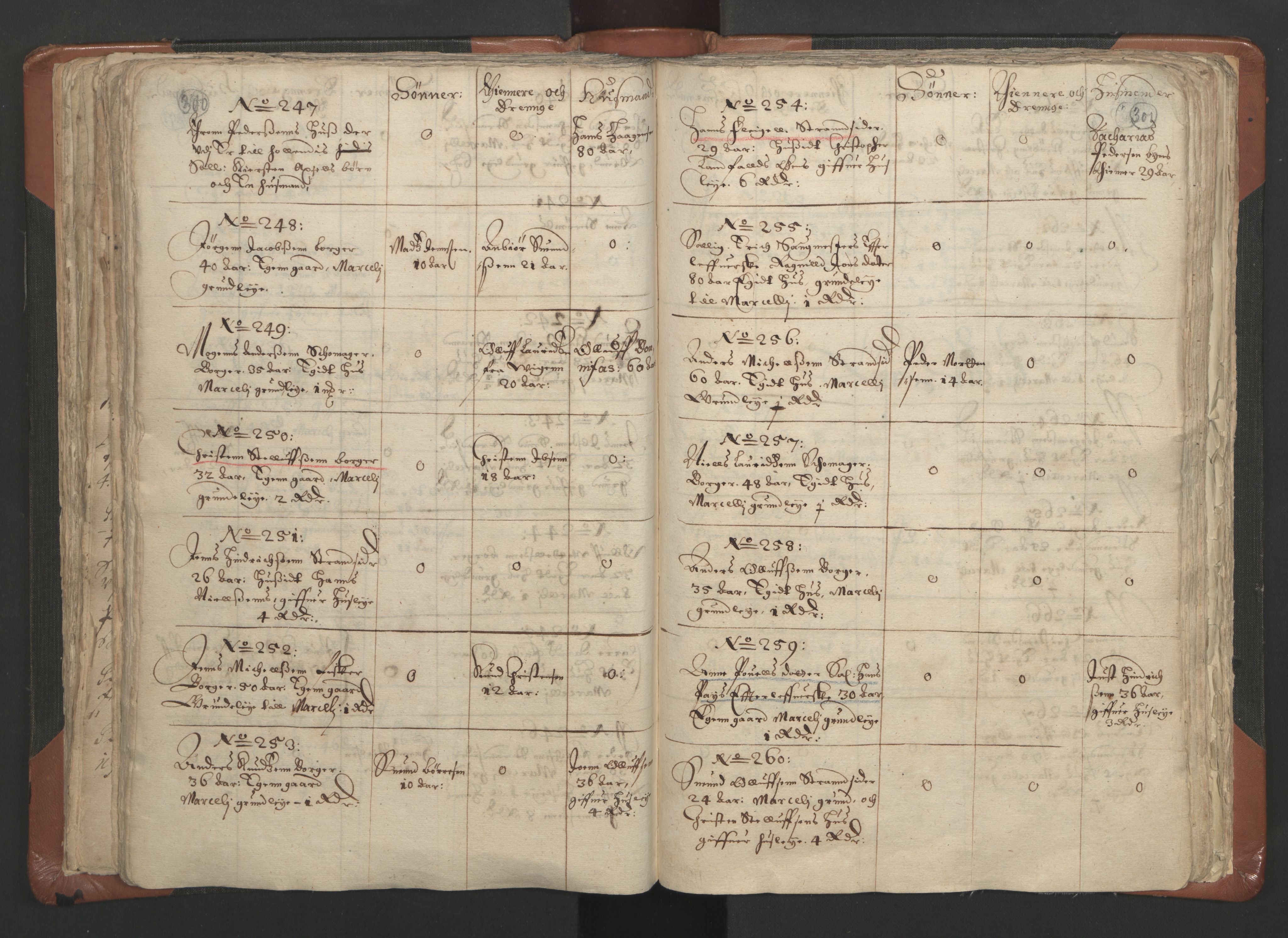 RA, Vicar's Census 1664-1666, no. 9: Bragernes deanery, 1664-1666, p. 300-301