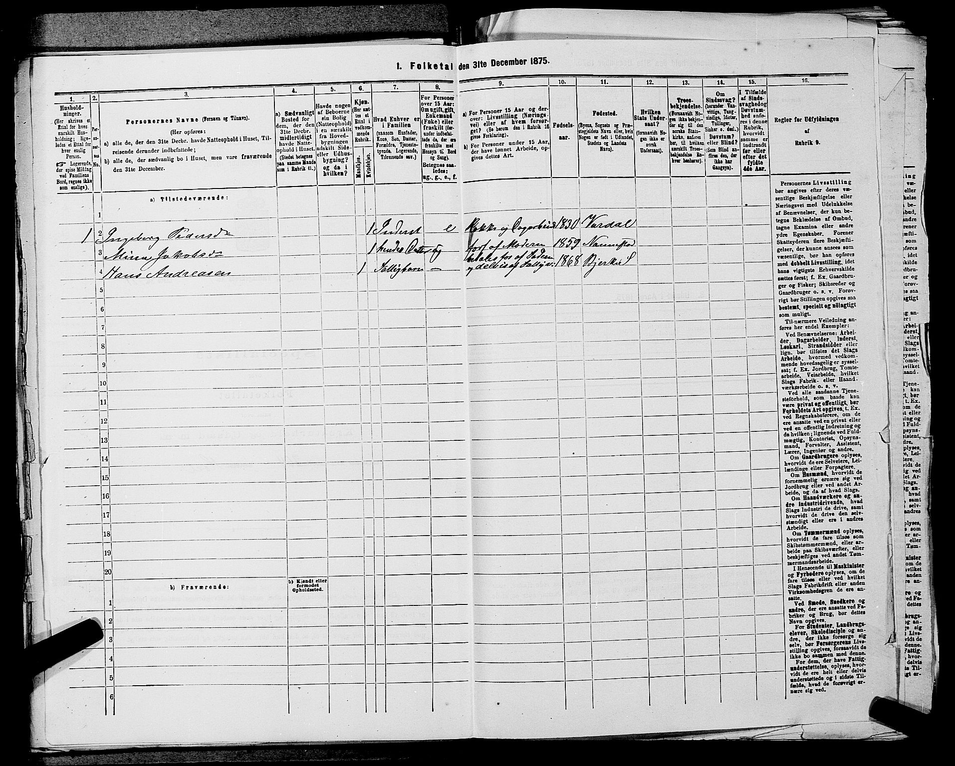 RA, 1875 census for 0238P Nannestad, 1875, p. 1247