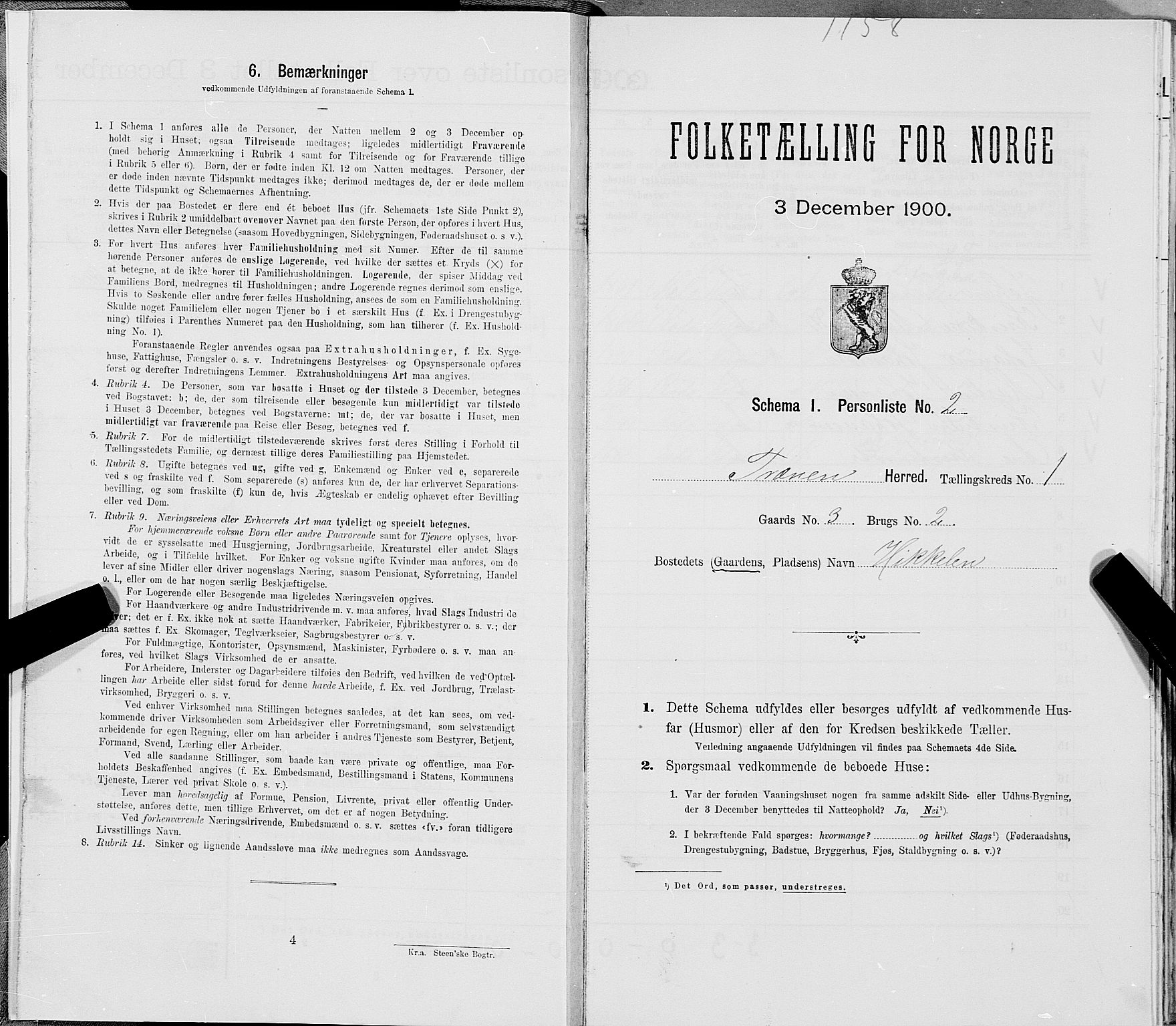 SAT, 1900 census for Træna, 1900, p. 13