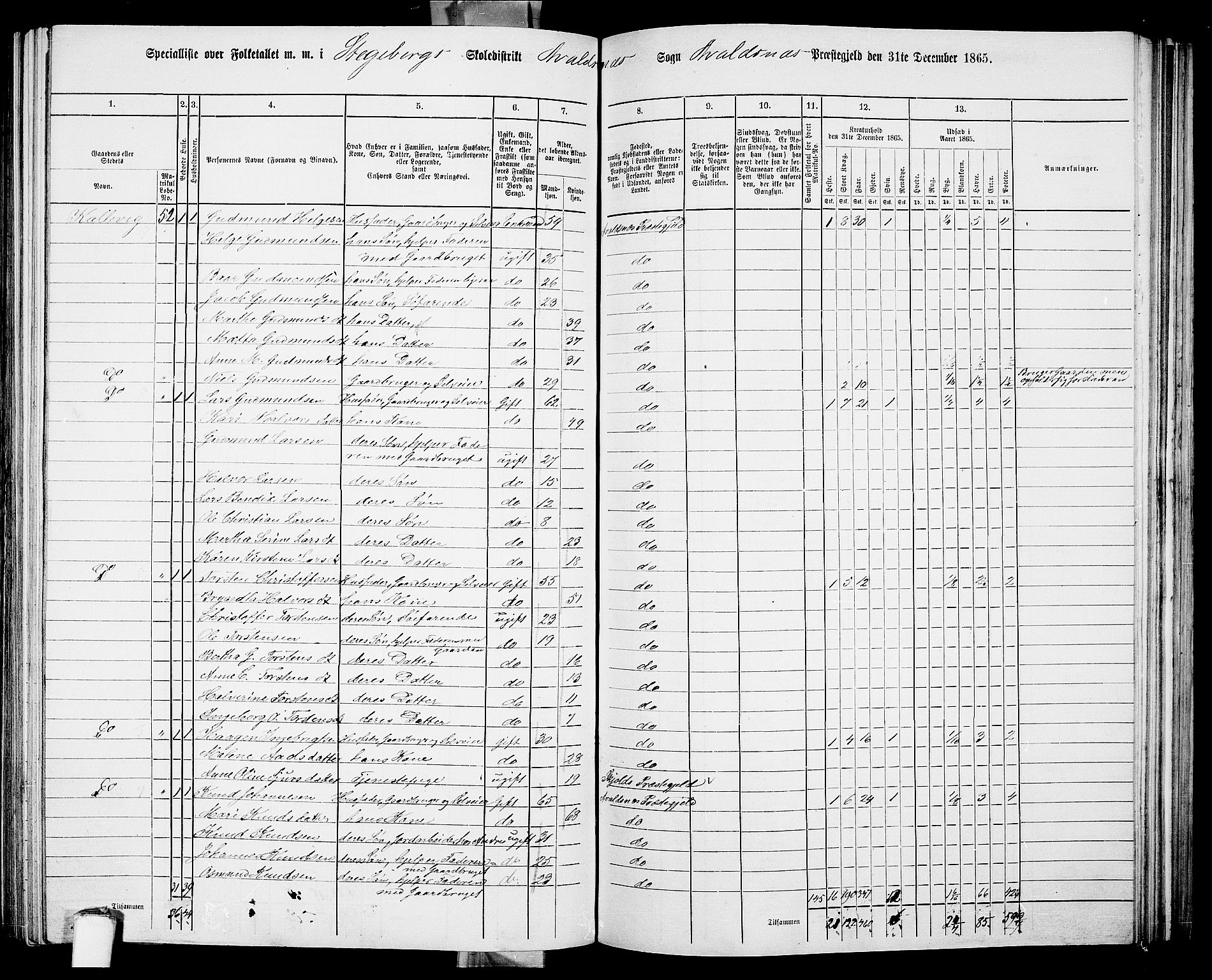 RA, 1865 census for Avaldsnes, 1865, p. 174