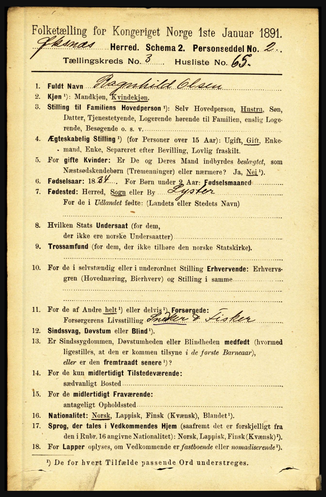 RA, 1891 census for 1868 Øksnes, 1891, p. 1625