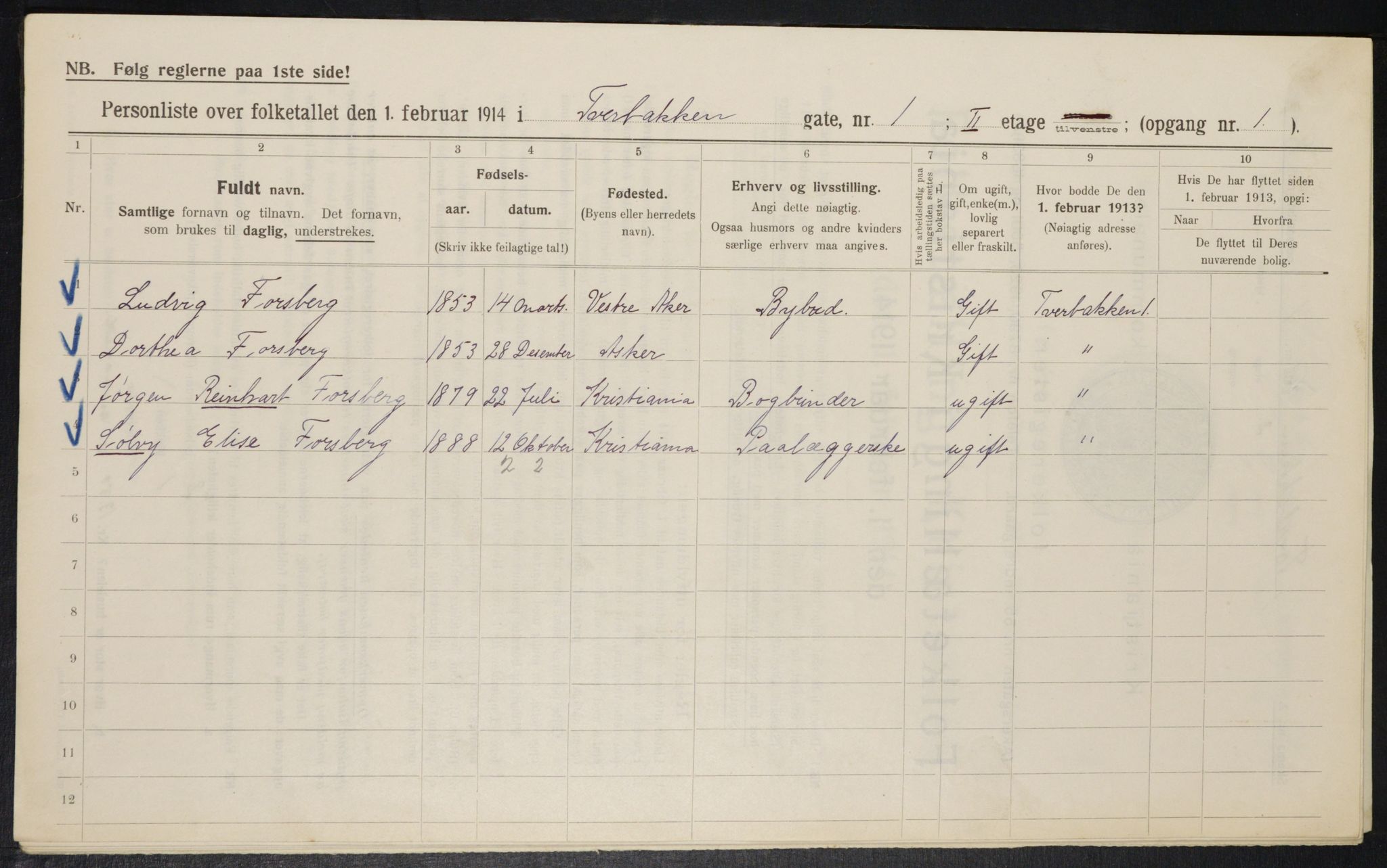 OBA, Municipal Census 1914 for Kristiania, 1914, p. 118183