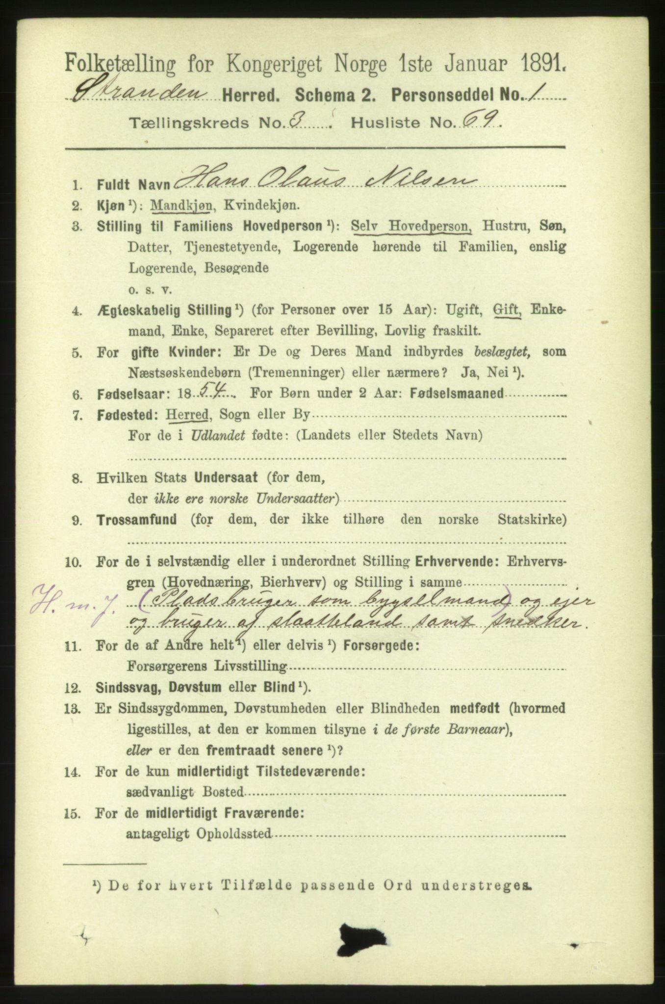 RA, 1891 census for 1525 Stranda, 1891, p. 782