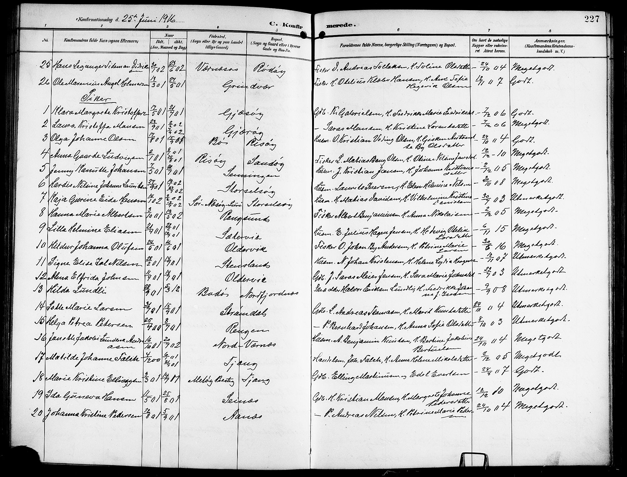 Ministerialprotokoller, klokkerbøker og fødselsregistre - Nordland, AV/SAT-A-1459/841/L0621: Parish register (copy) no. 841C05, 1897-1923, p. 227