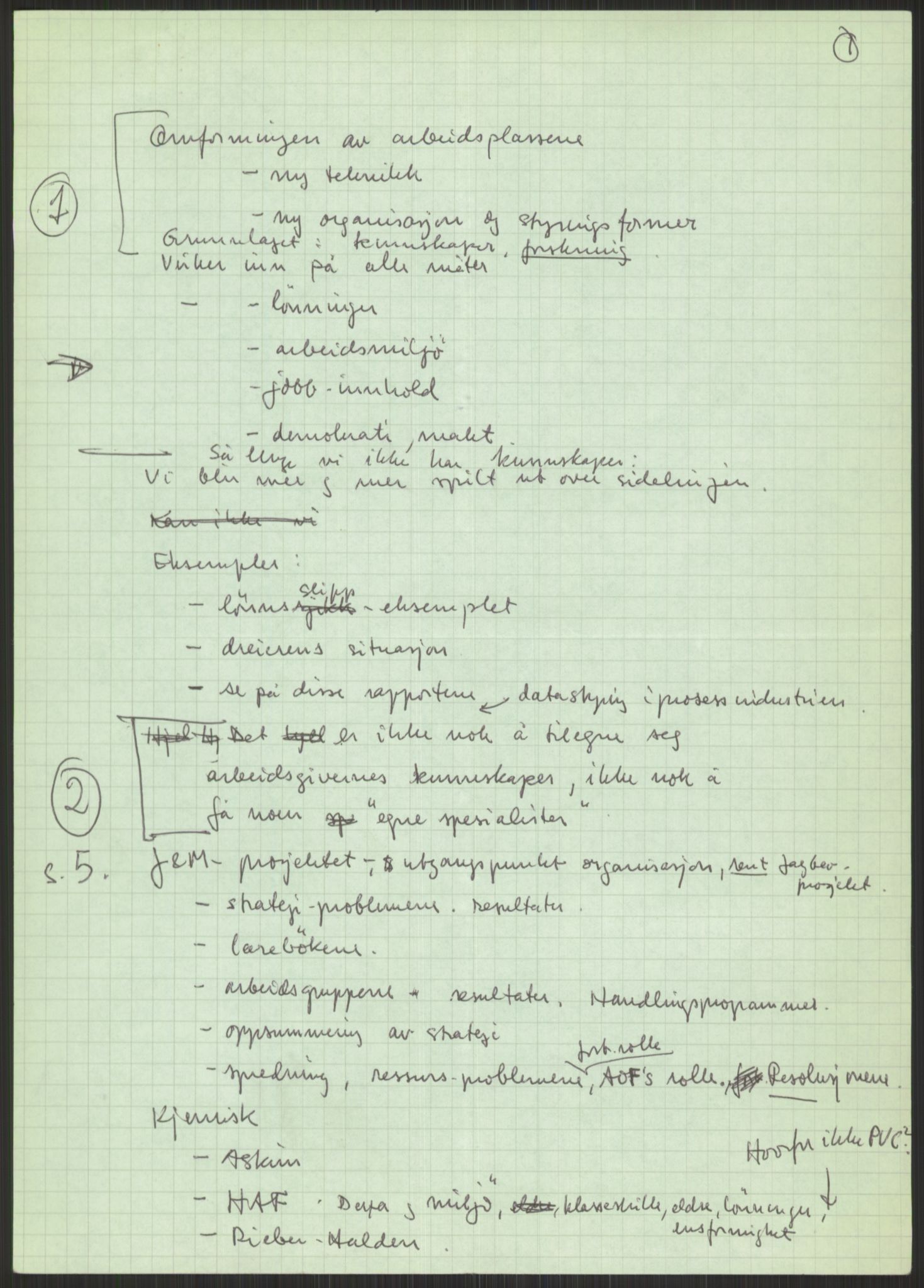 Nygaard, Kristen, AV/RA-PA-1398/F/Fi/L0006: Fagbevegelse, demokrati, Jern- og Metallprosjektet, 1970-2002, p. 583