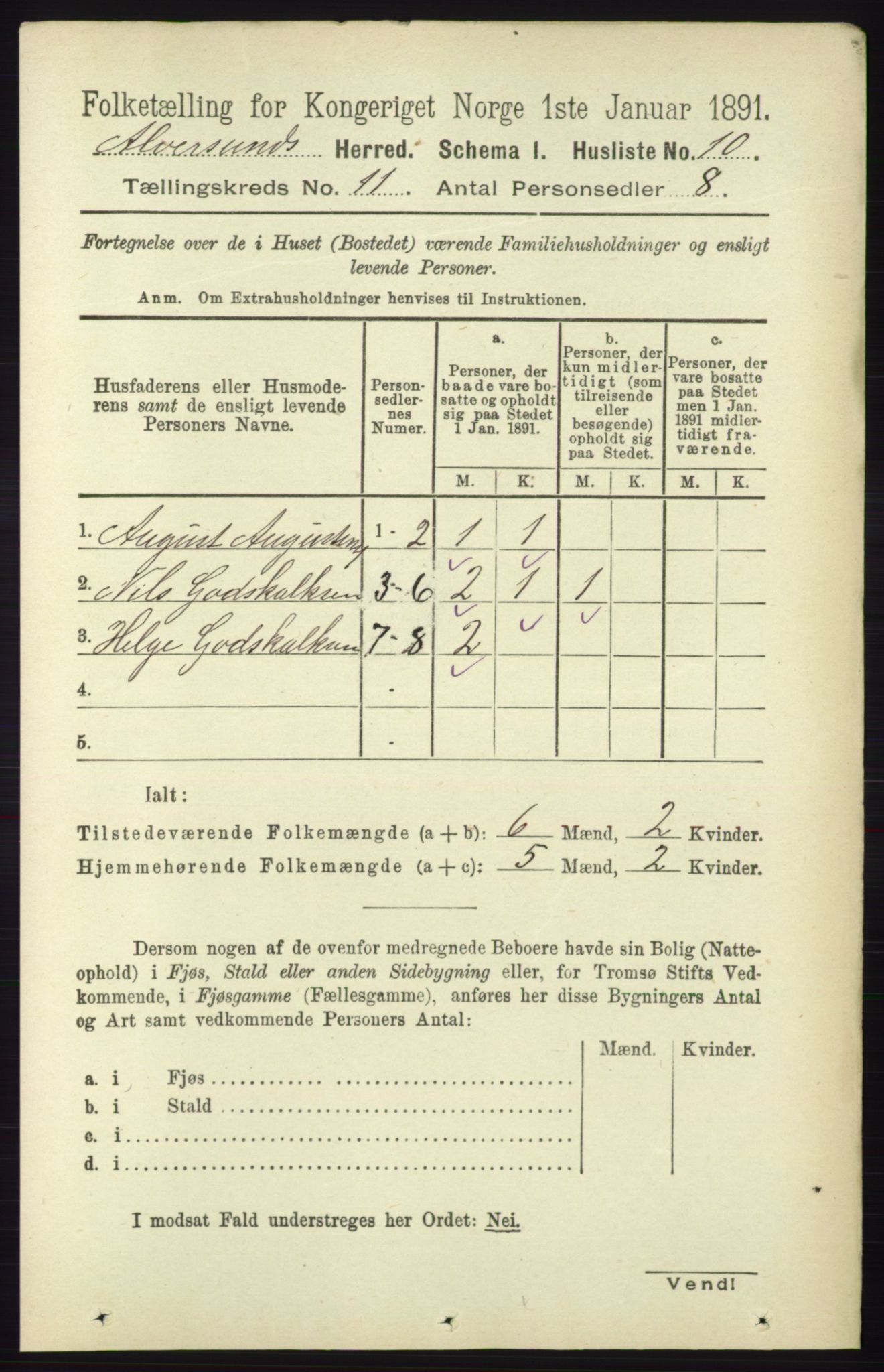 RA, 1891 census for 1257 Alversund, 1891, p. 3686