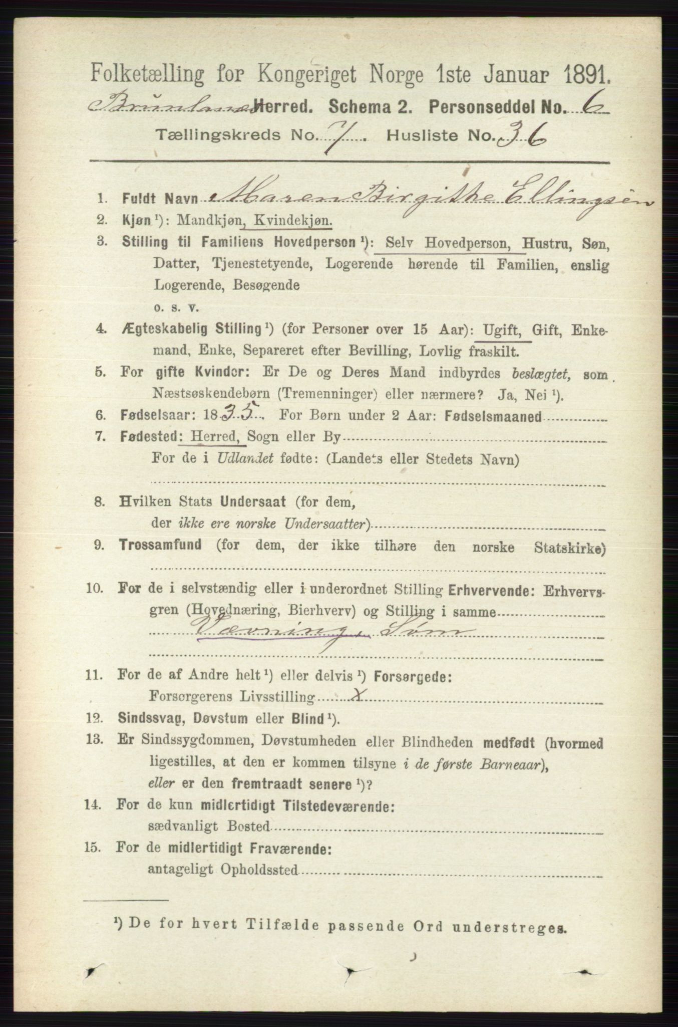 RA, 1891 census for 0726 Brunlanes, 1891, p. 3210