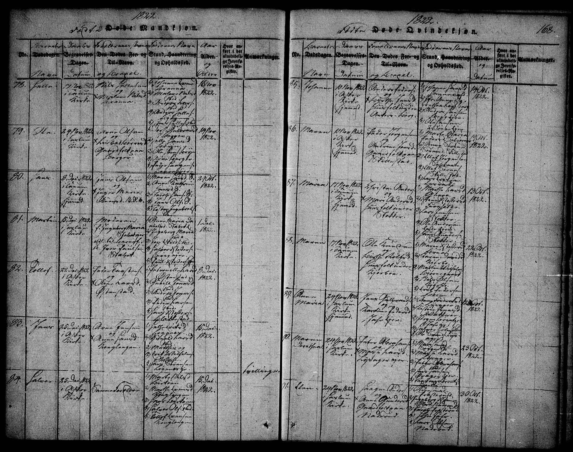 Asker prestekontor Kirkebøker, SAO/A-10256a/F/Fa/L0006: Parish register (official) no. I 6, 1814-1824, p. 168