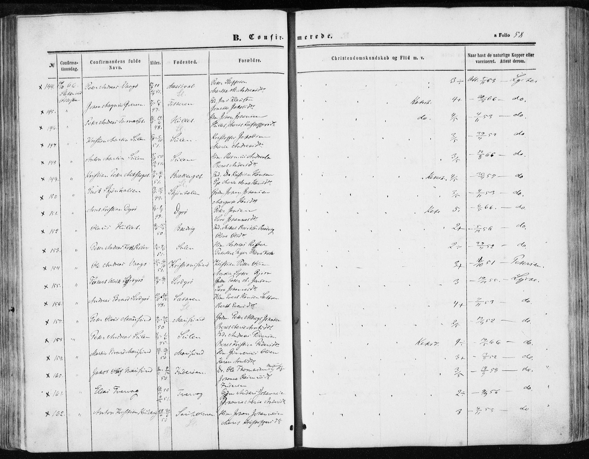 Ministerialprotokoller, klokkerbøker og fødselsregistre - Sør-Trøndelag, SAT/A-1456/634/L0531: Parish register (official) no. 634A07, 1861-1870, p. 58