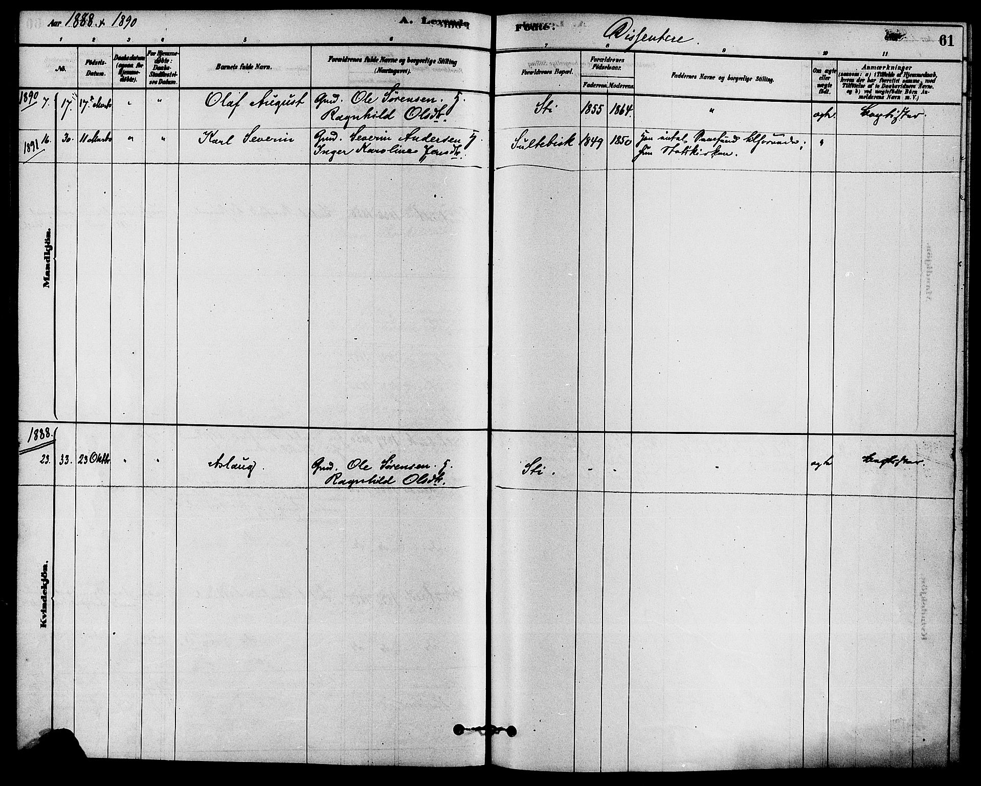 Solum kirkebøker, SAKO/A-306/F/Fb/L0001: Parish register (official) no. II 1, 1877-1892, p. 61