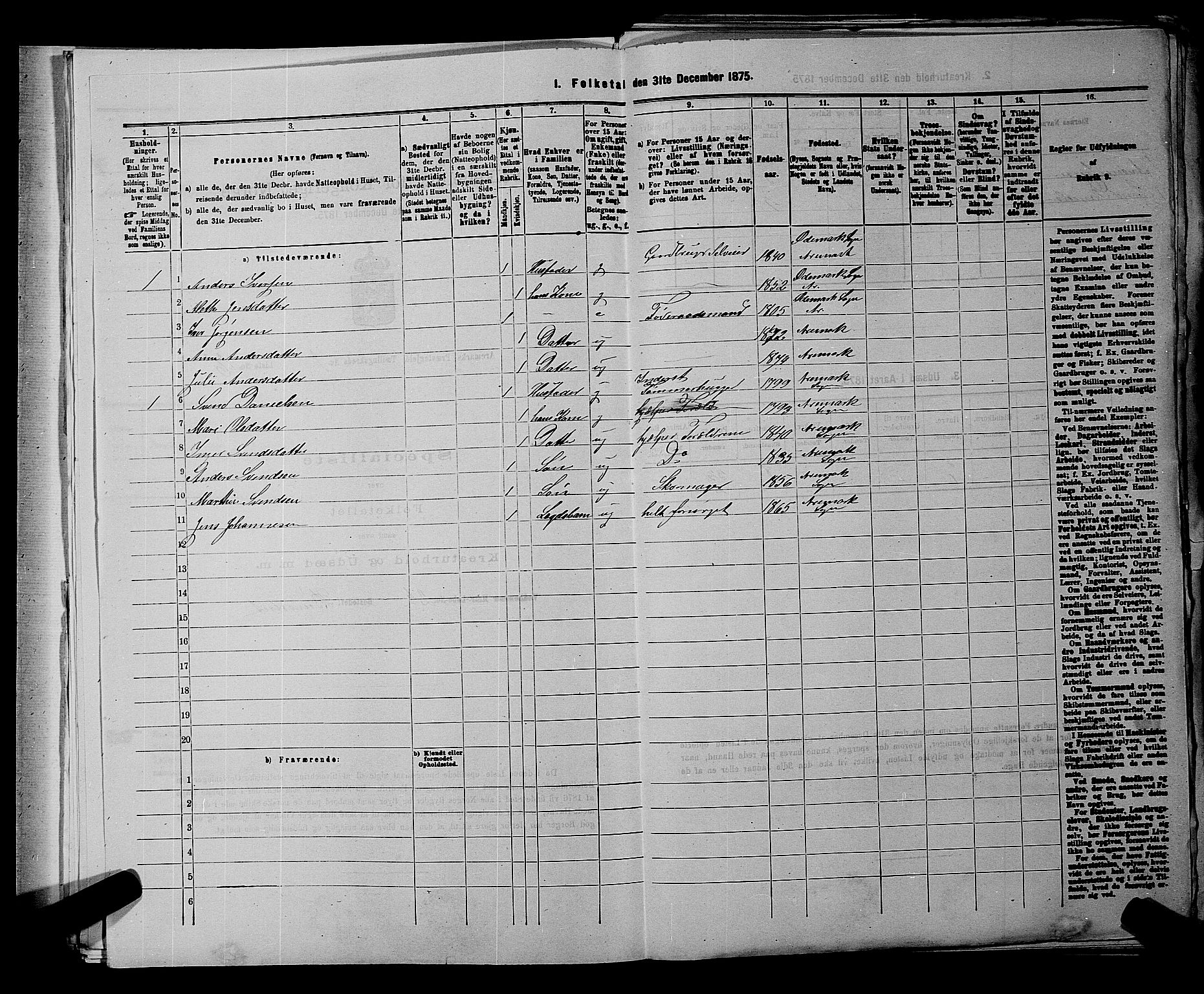 RA, 1875 census for 0118P Aremark, 1875, p. 43