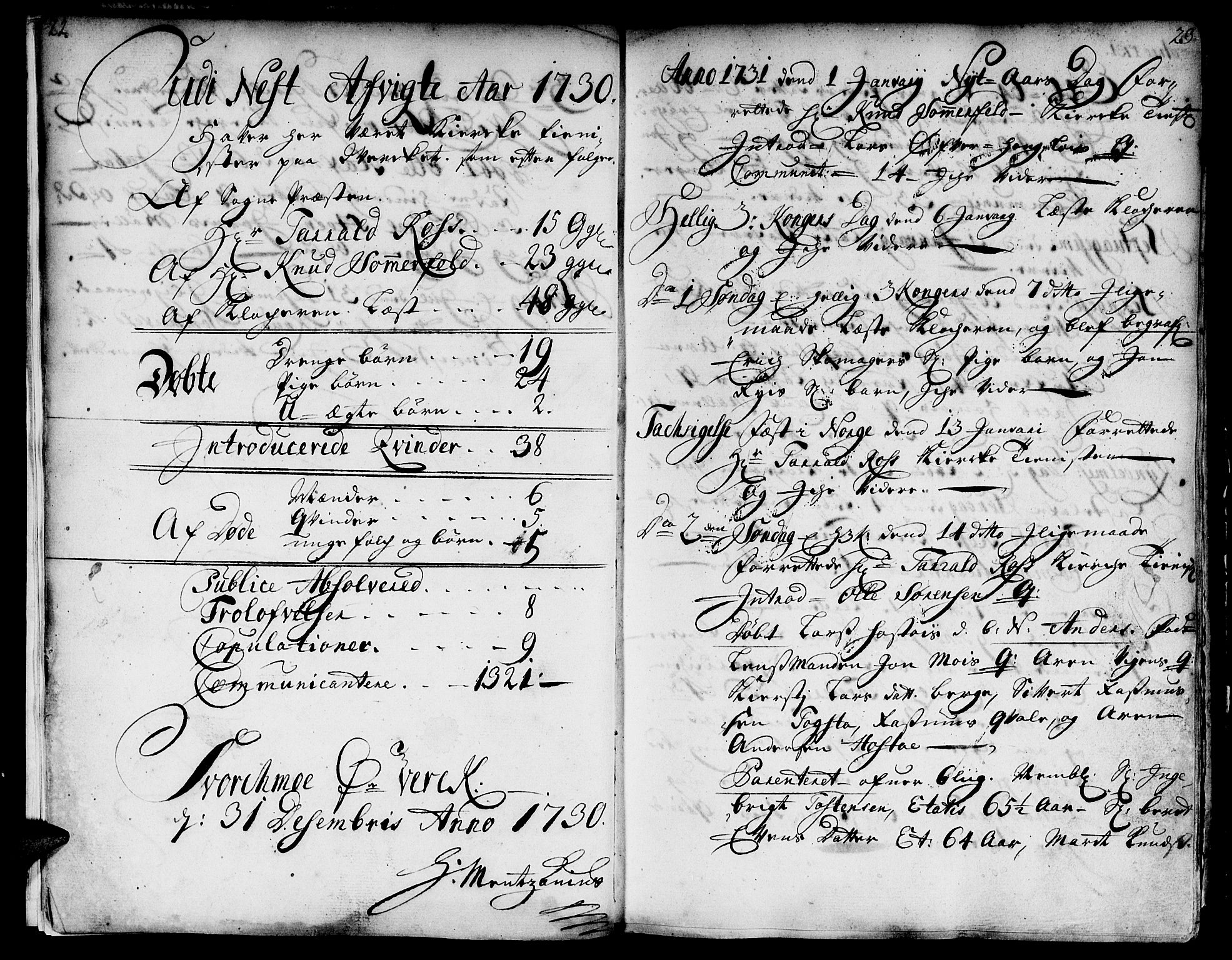 Ministerialprotokoller, klokkerbøker og fødselsregistre - Sør-Trøndelag, SAT/A-1456/671/L0839: Parish register (official) no. 671A01, 1730-1755, p. 22-23