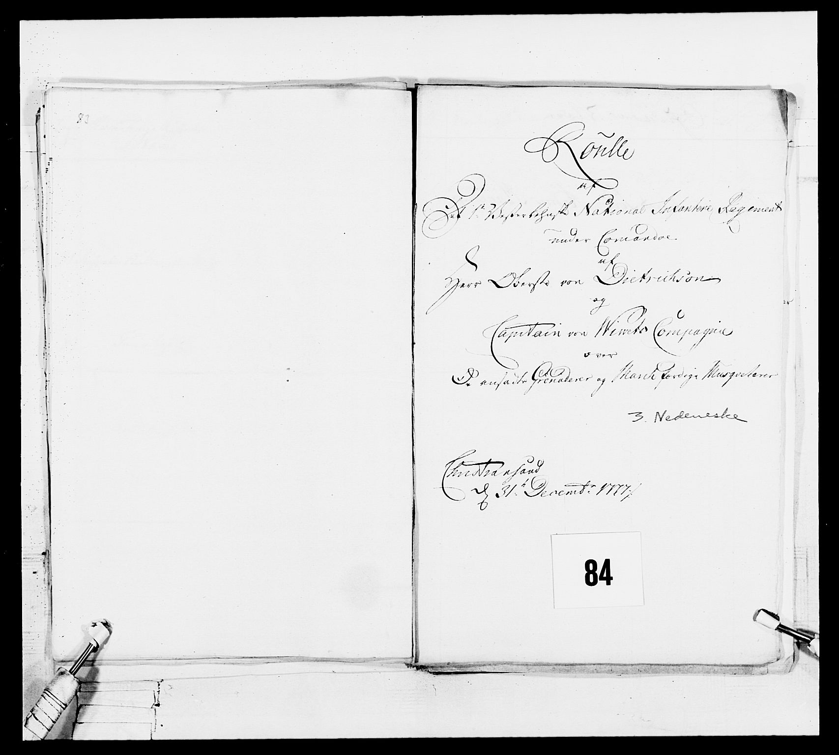 Generalitets- og kommissariatskollegiet, Det kongelige norske kommissariatskollegium, AV/RA-EA-5420/E/Eh/L0101: 1. Vesterlenske nasjonale infanteriregiment, 1766-1777, p. 581