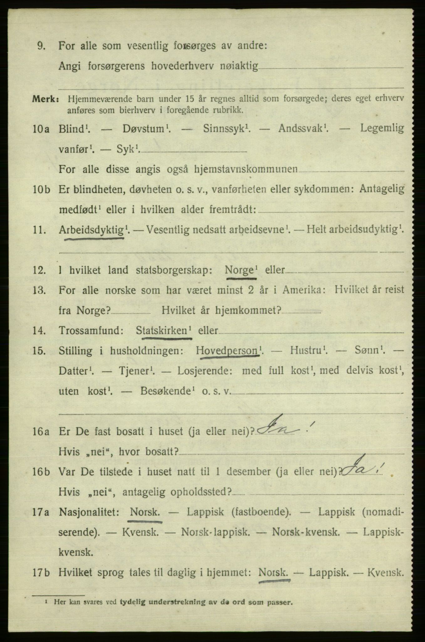 SATØ, 1920 census for Alta, 1920, p. 2598