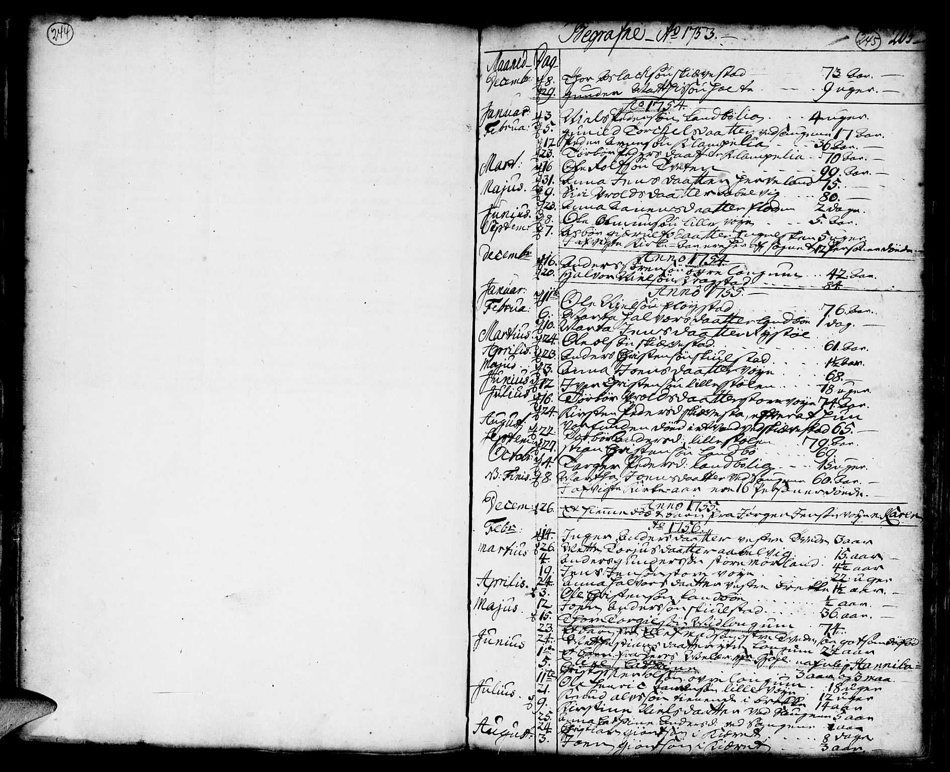 Austre Moland sokneprestkontor, SAK/1111-0001/F/Fa/Faa/L0002: Parish register (official) no. A 2, 1747-1808, p. 244-245