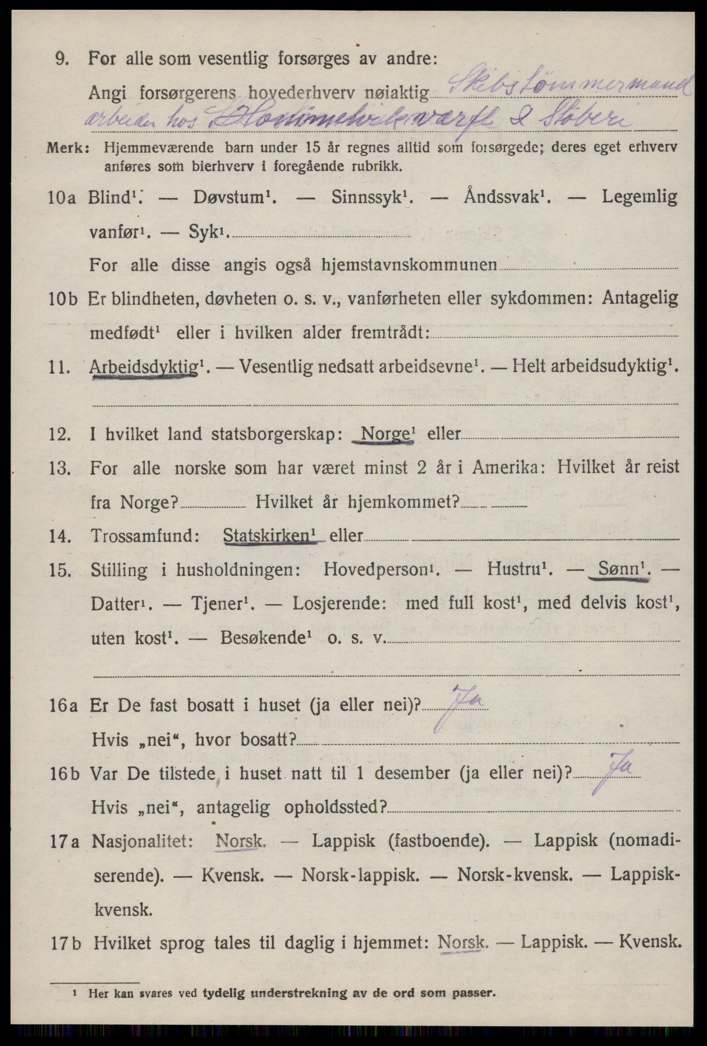 SAT, 1920 census for Malvik, 1920, p. 3187