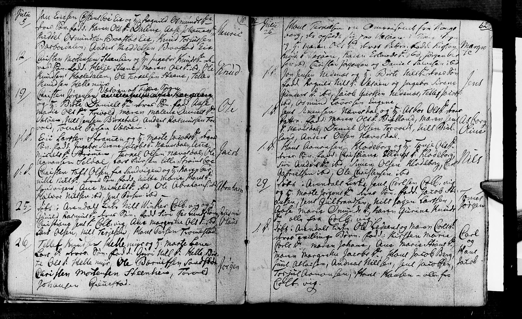 Øyestad sokneprestkontor, AV/SAK-1111-0049/F/Fa/L0011: Parish register (official) no. A 11, 1805-1824, p. 62