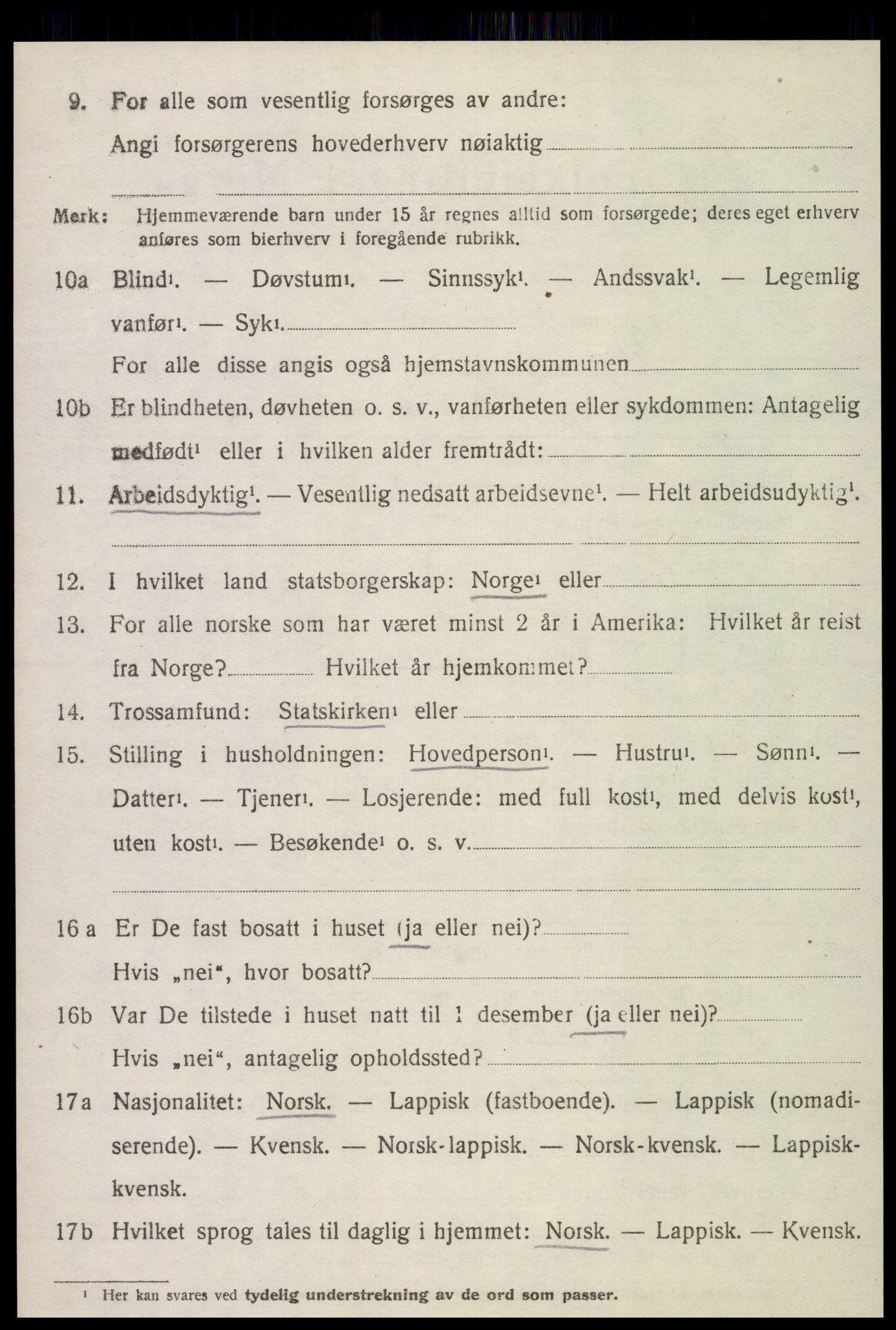 SAT, 1920 census for Verdal, 1920, p. 11592