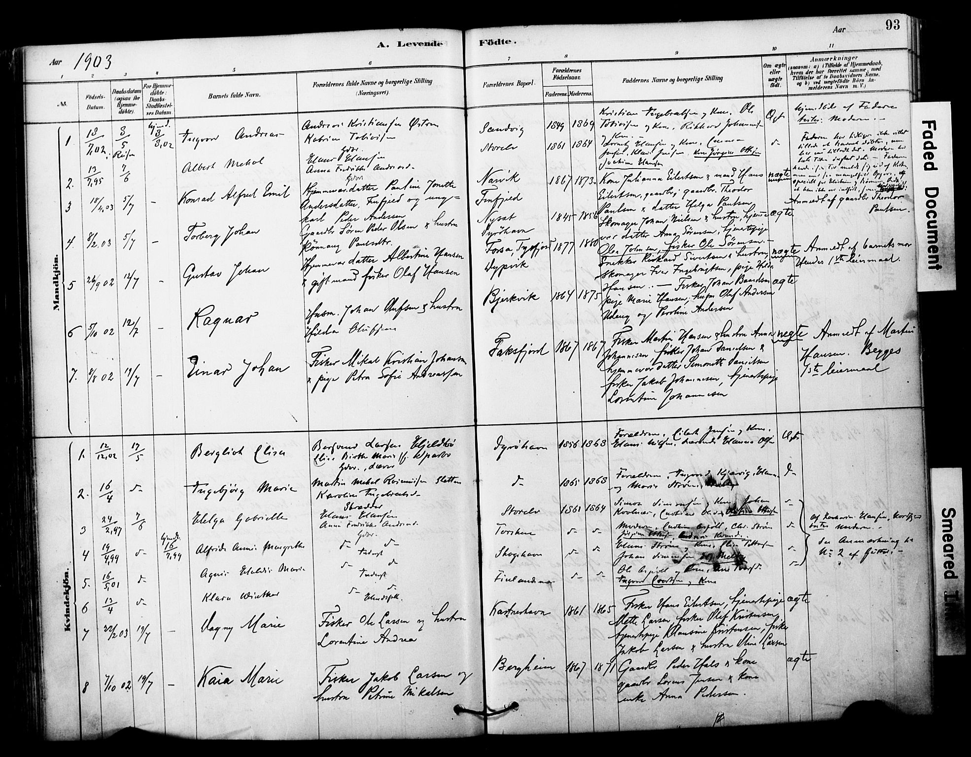 Tranøy sokneprestkontor, AV/SATØ-S-1313/I/Ia/Iaa/L0011kirke: Parish register (official) no. 11, 1878-1904, p. 93