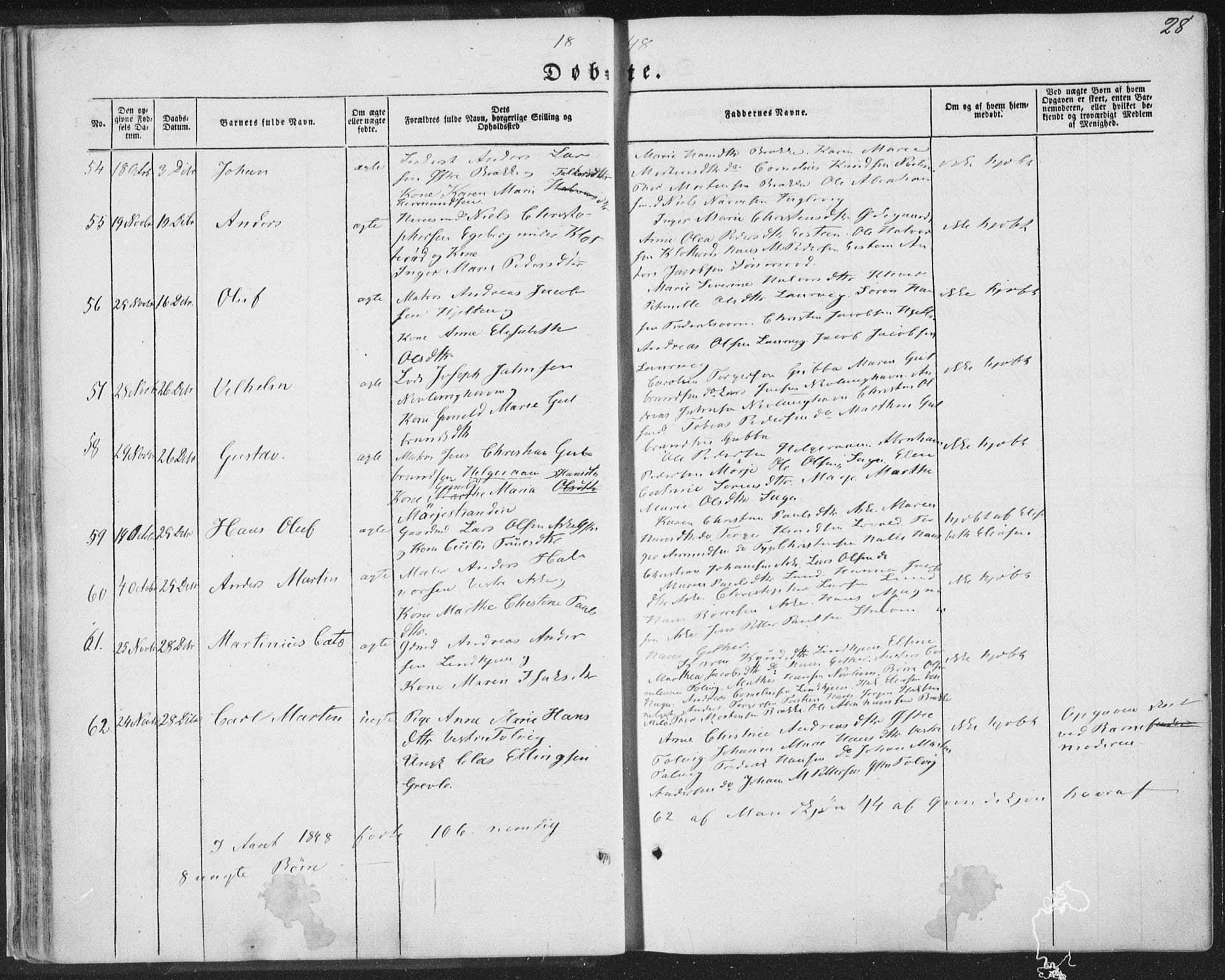 Brunlanes kirkebøker, SAKO/A-342/F/Fa/L0004: Parish register (official) no. I 4, 1846-1862, p. 28