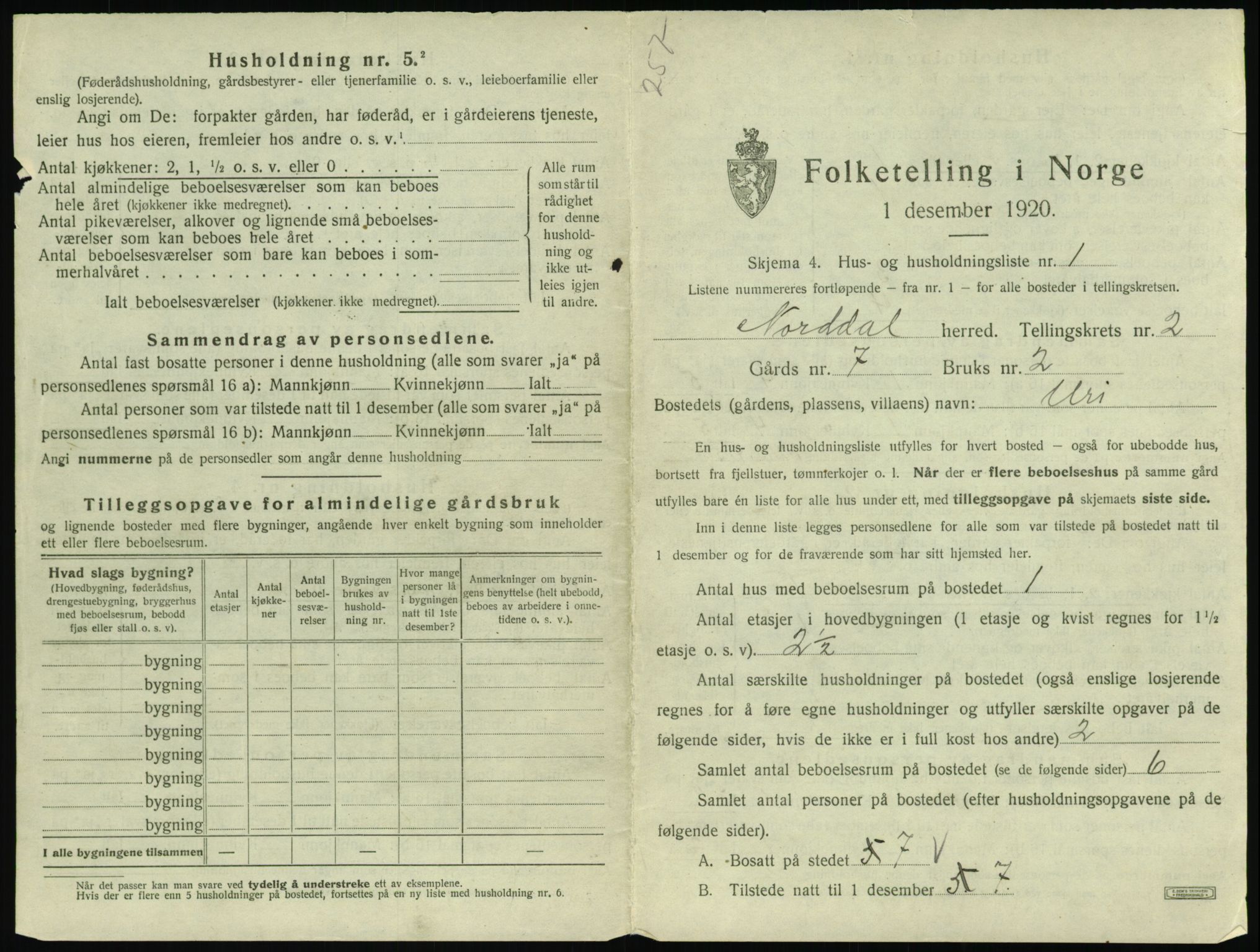 SAT, 1920 census for Norddal, 1920, p. 149