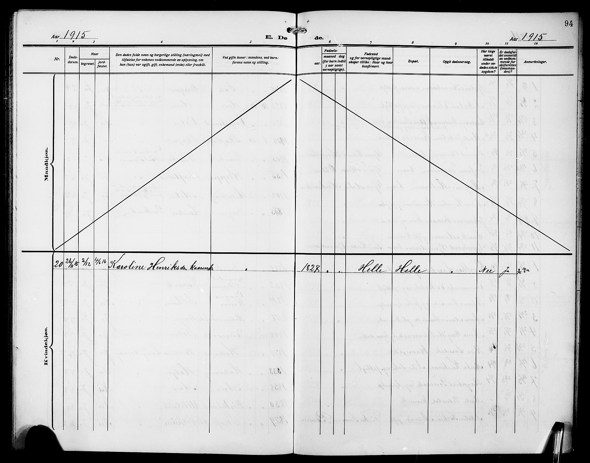 Førde sokneprestembete, SAB/A-79901/H/Hab/Habd/L0007: Parish register (copy) no. D 7, 1912-1922, p. 94