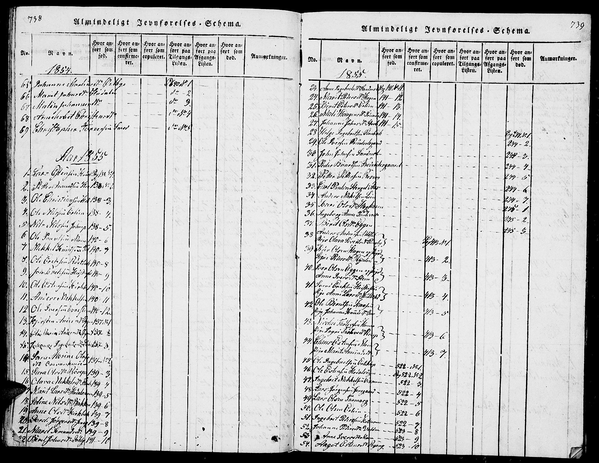 Tolga prestekontor, SAH/PREST-062/L/L0001: Parish register (copy) no. 1, 1814-1877, p. 738-739