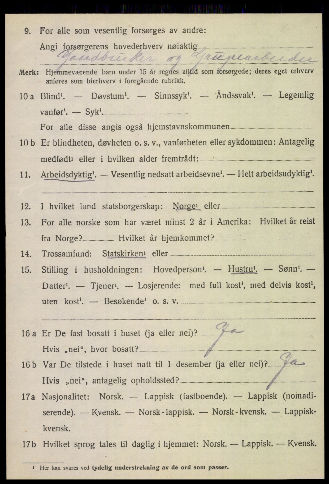 SAT, 1920 census for Fauske, 1920, p. 14735