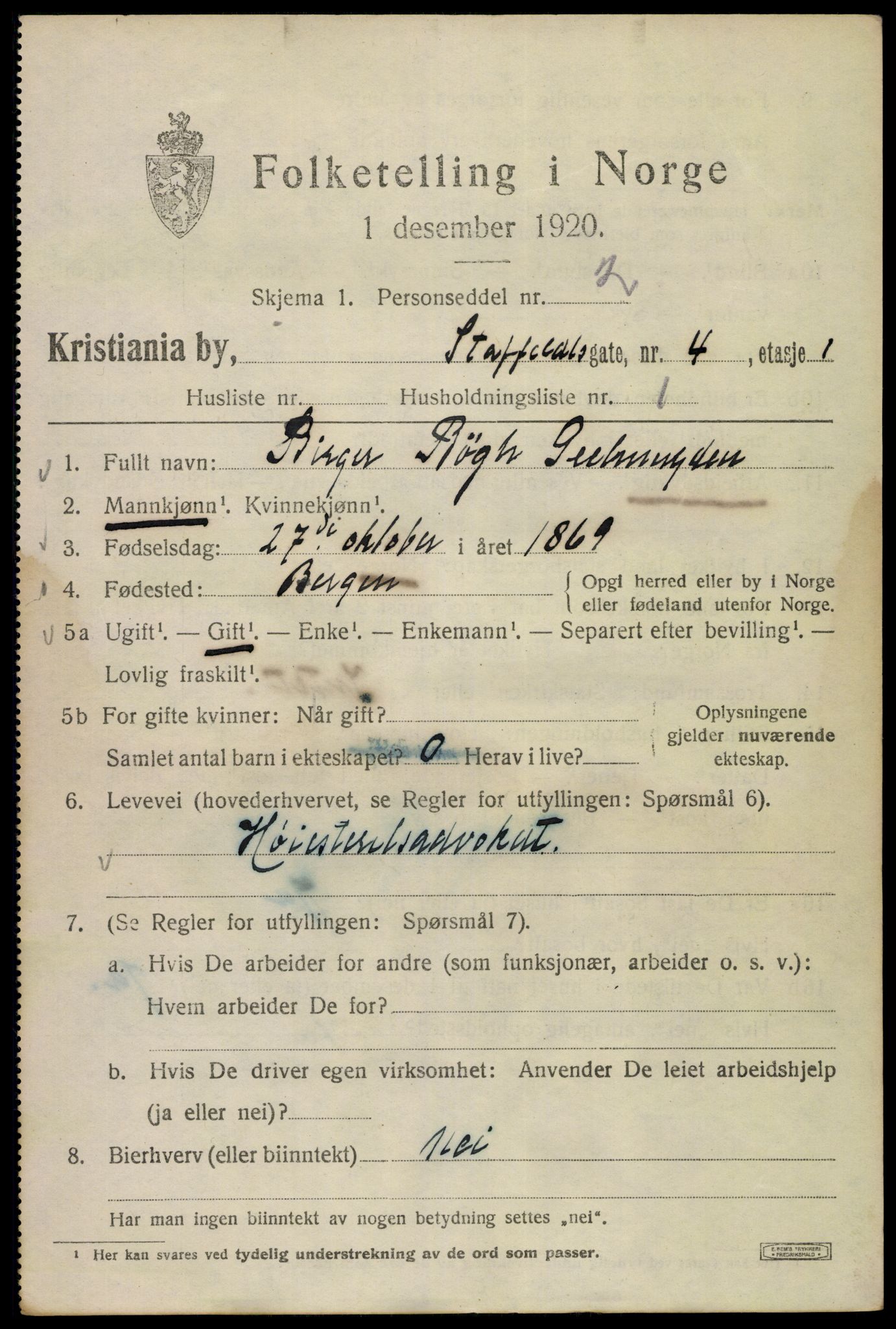 SAO, 1920 census for Kristiania, 1920, p. 536123