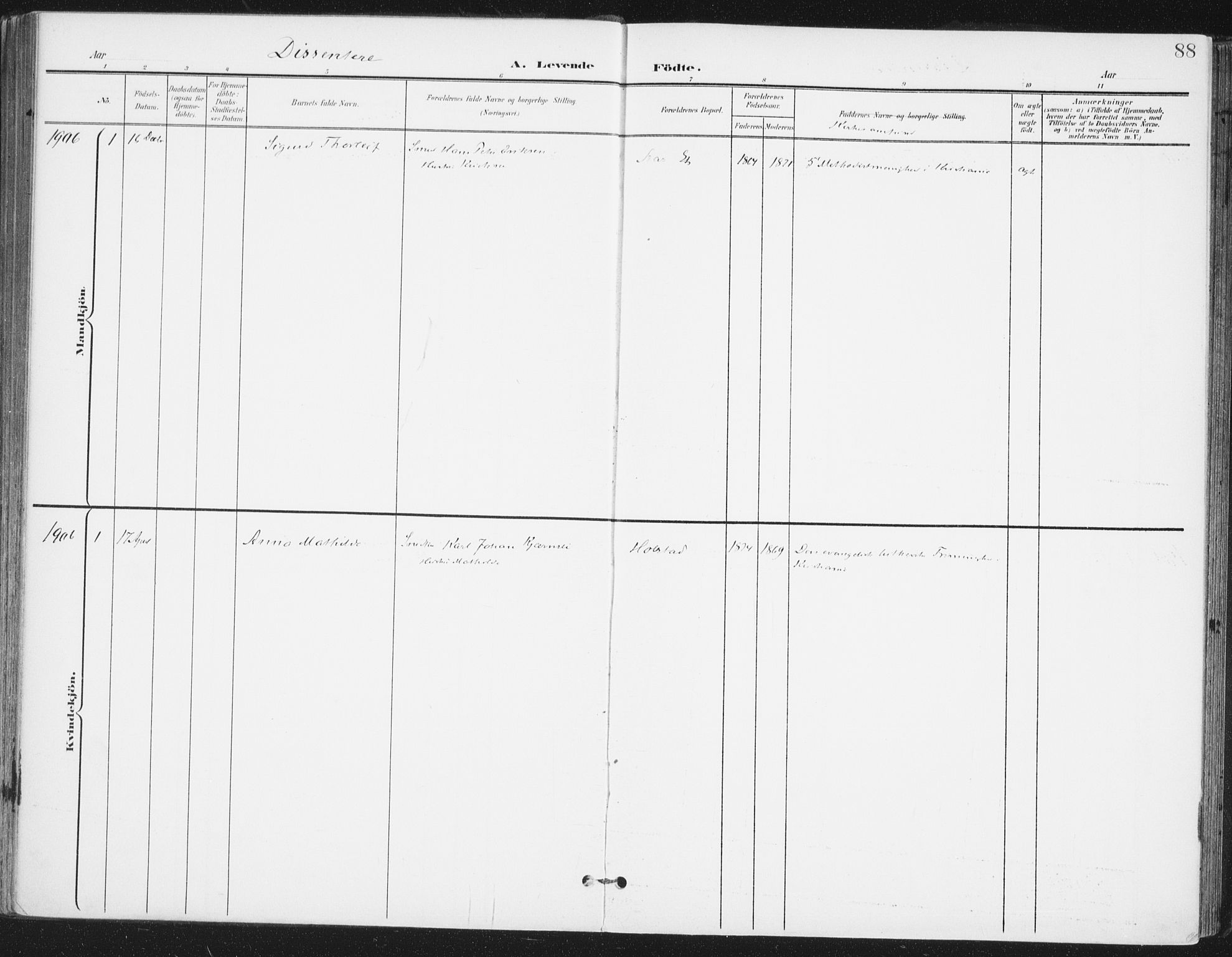 Ås prestekontor Kirkebøker, AV/SAO-A-10894/F/Fa/L0010: Parish register (official) no. I 10, 1900-1918, p. 88