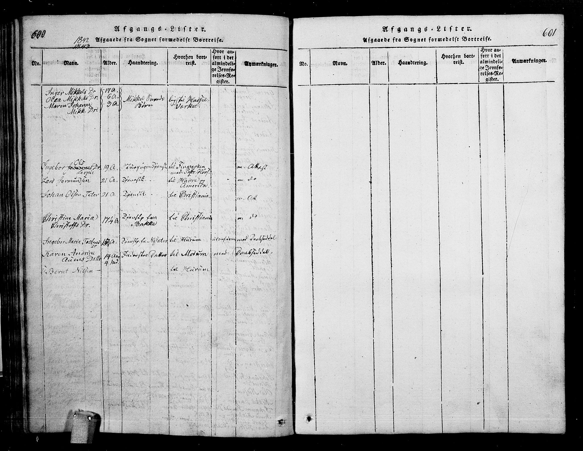 Skoger kirkebøker, AV/SAKO-A-59/G/Ga/L0001: Parish register (copy) no. I 1, 1814-1845, p. 600-601