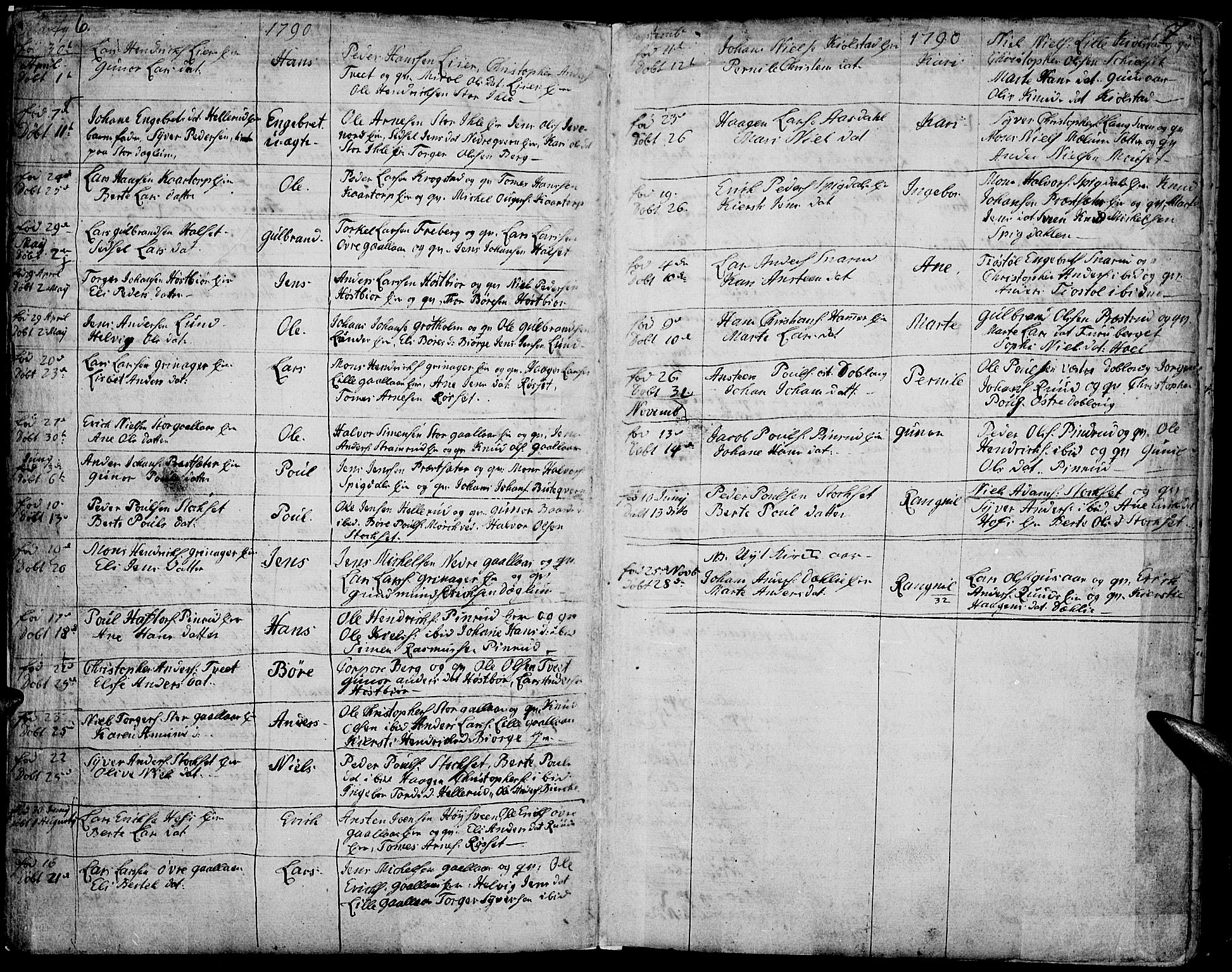 Vang prestekontor, Hedmark, AV/SAH-PREST-008/H/Ha/Haa/L0002B: Parish register (official) no. 2B, 1789-1810, p. 6-7