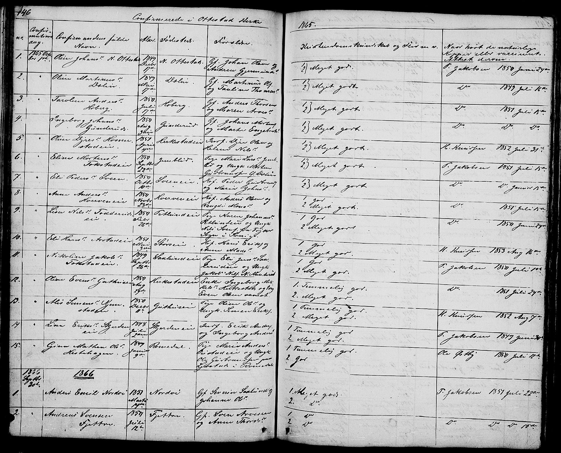 Stange prestekontor, SAH/PREST-002/L/L0002: Parish register (copy) no. 2, 1838-1879, p. 146